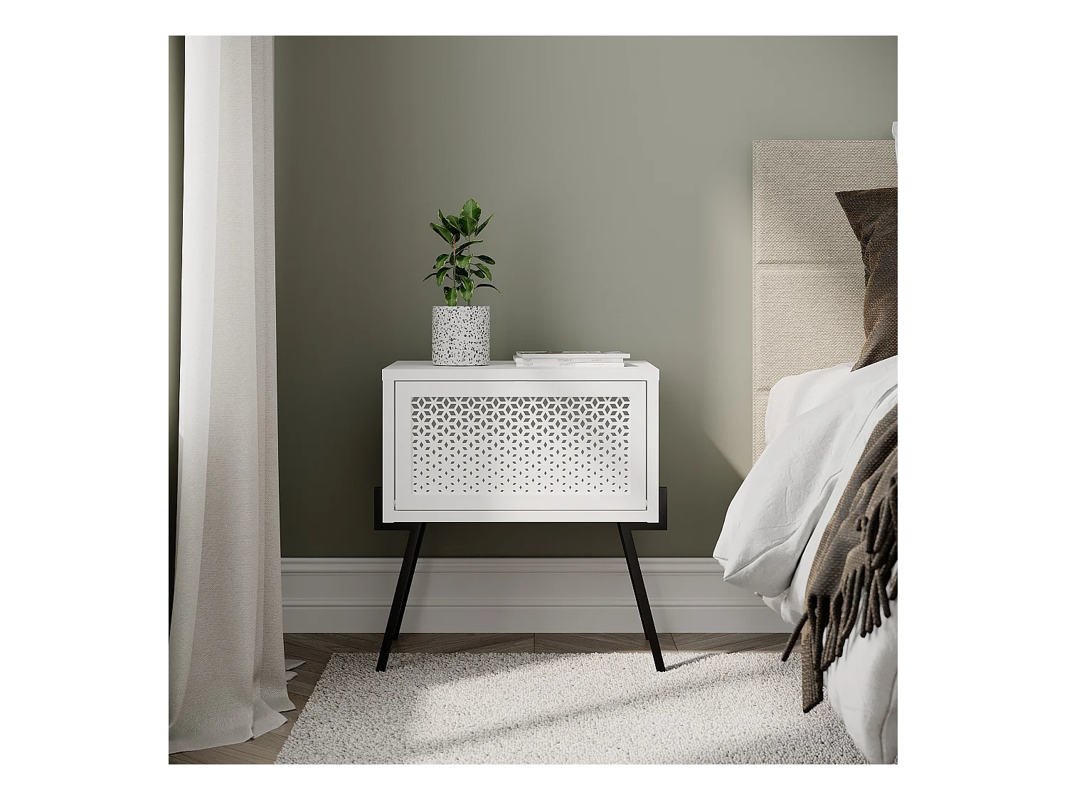 Nachttisch NAIVE- Weiß  , 51x34x48