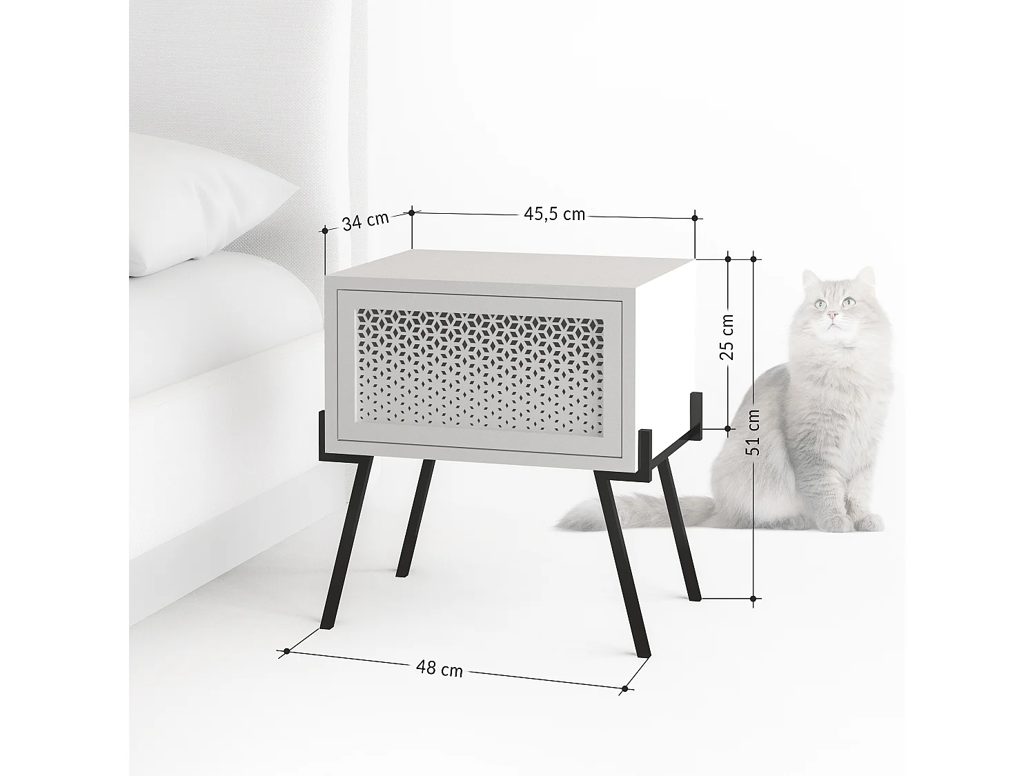 Nachttisch NAIVE- Weiß  , 51x34x48