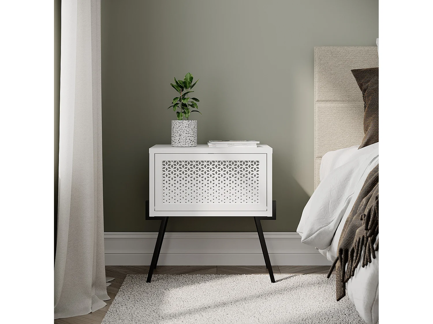 Nachttisch NAIVE- Weiß  , 51x34x48