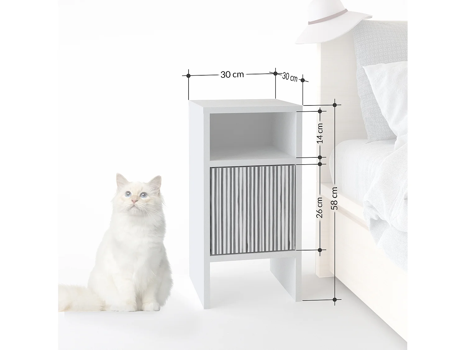 Nachttisch GRANDMA´S - Zebra - 29,6 x 29,6 x 58,4 cm