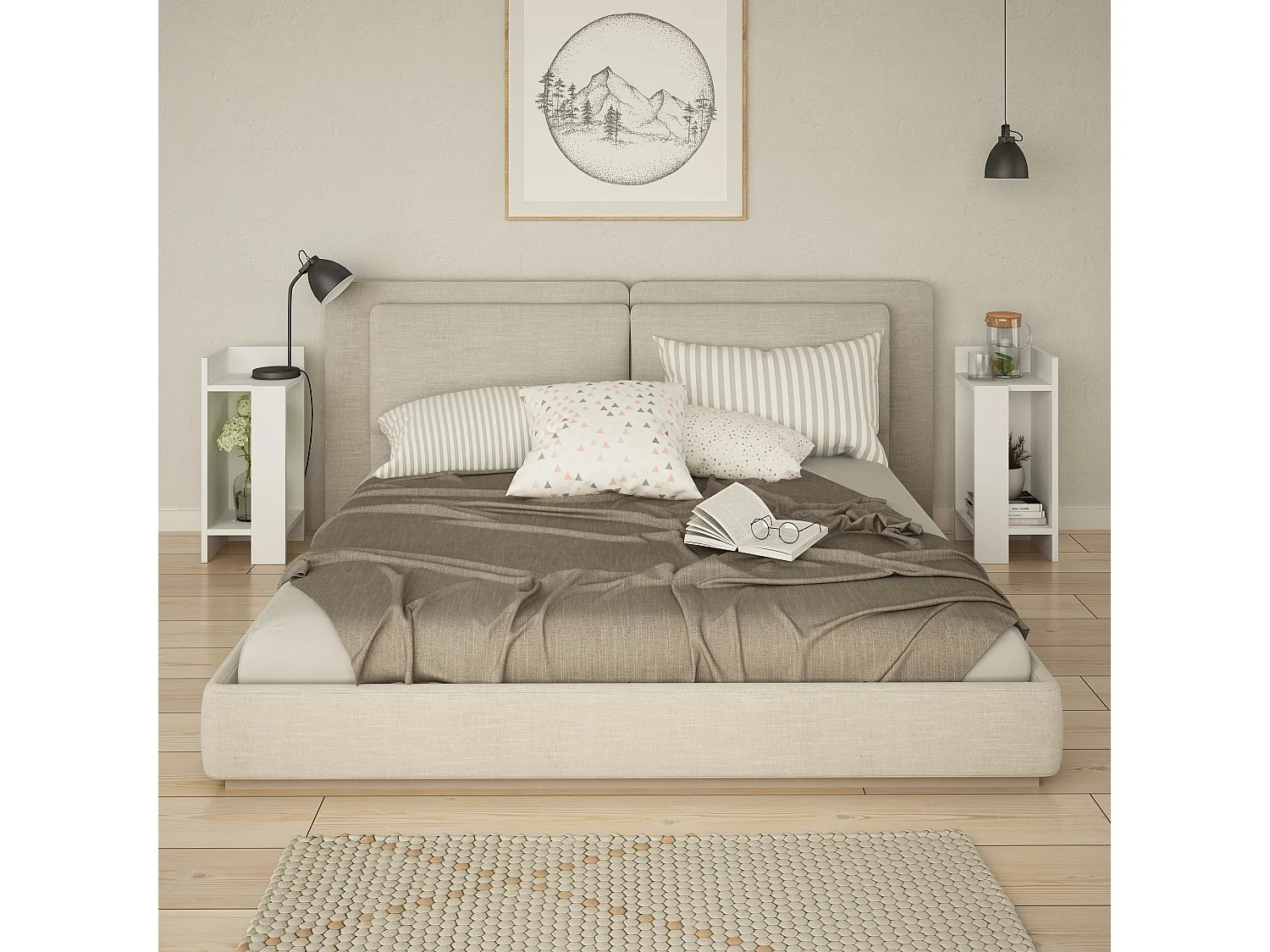 Table de chevet ELOS ensemble blanc, 60x25x54