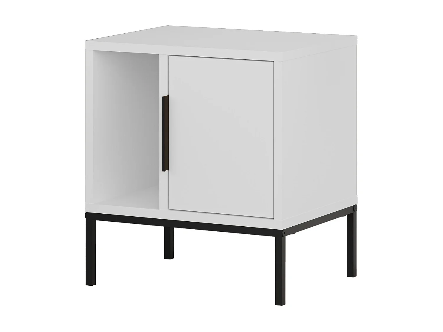 Decortie Blanc 35x45x50cm Table de nuit avec pied en U, panneau de particules, métal Table de chevet rectangulaire Glynn