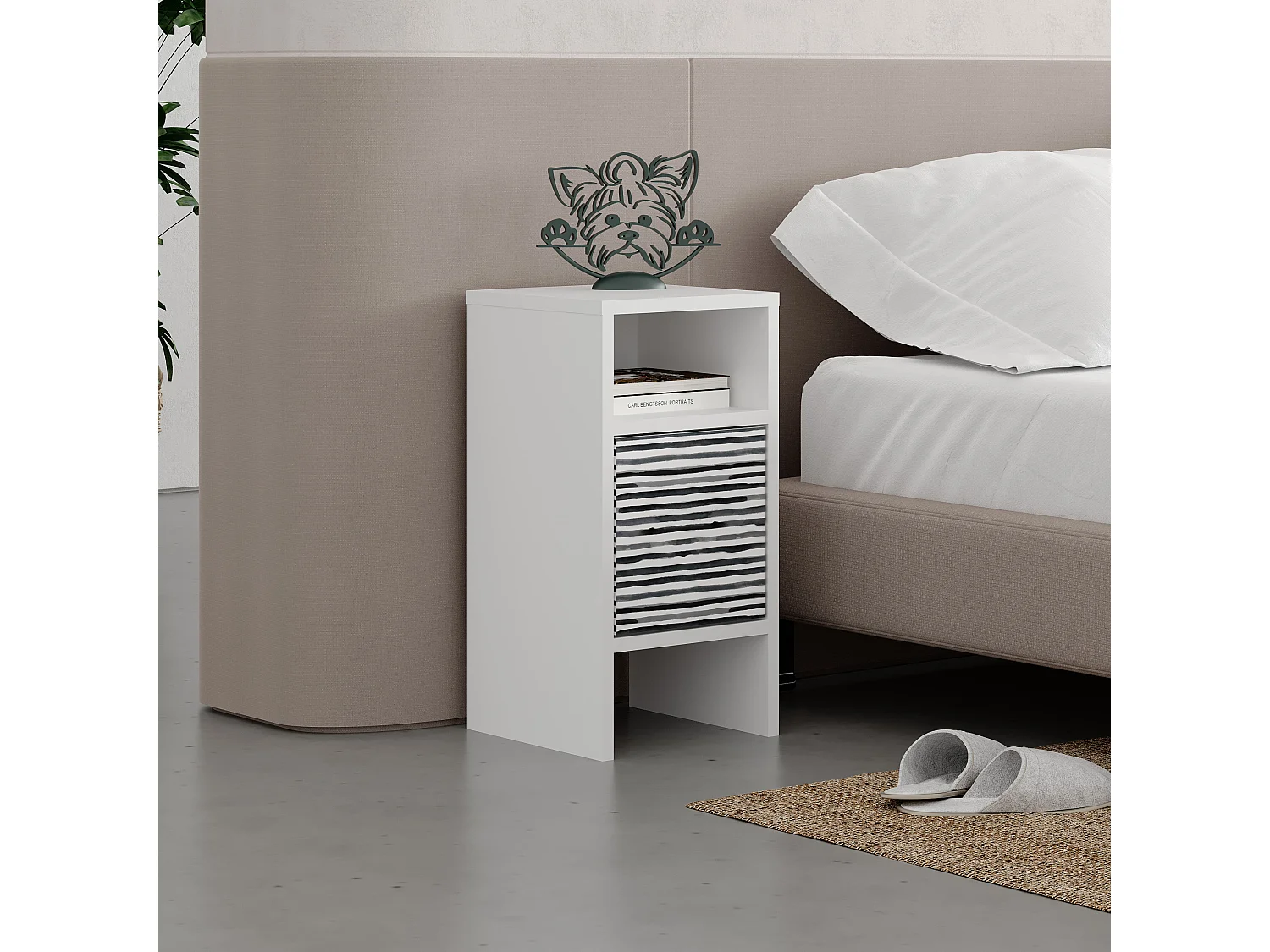 Nachttisch GRANDMA´S- Weiß  , 59x30x30