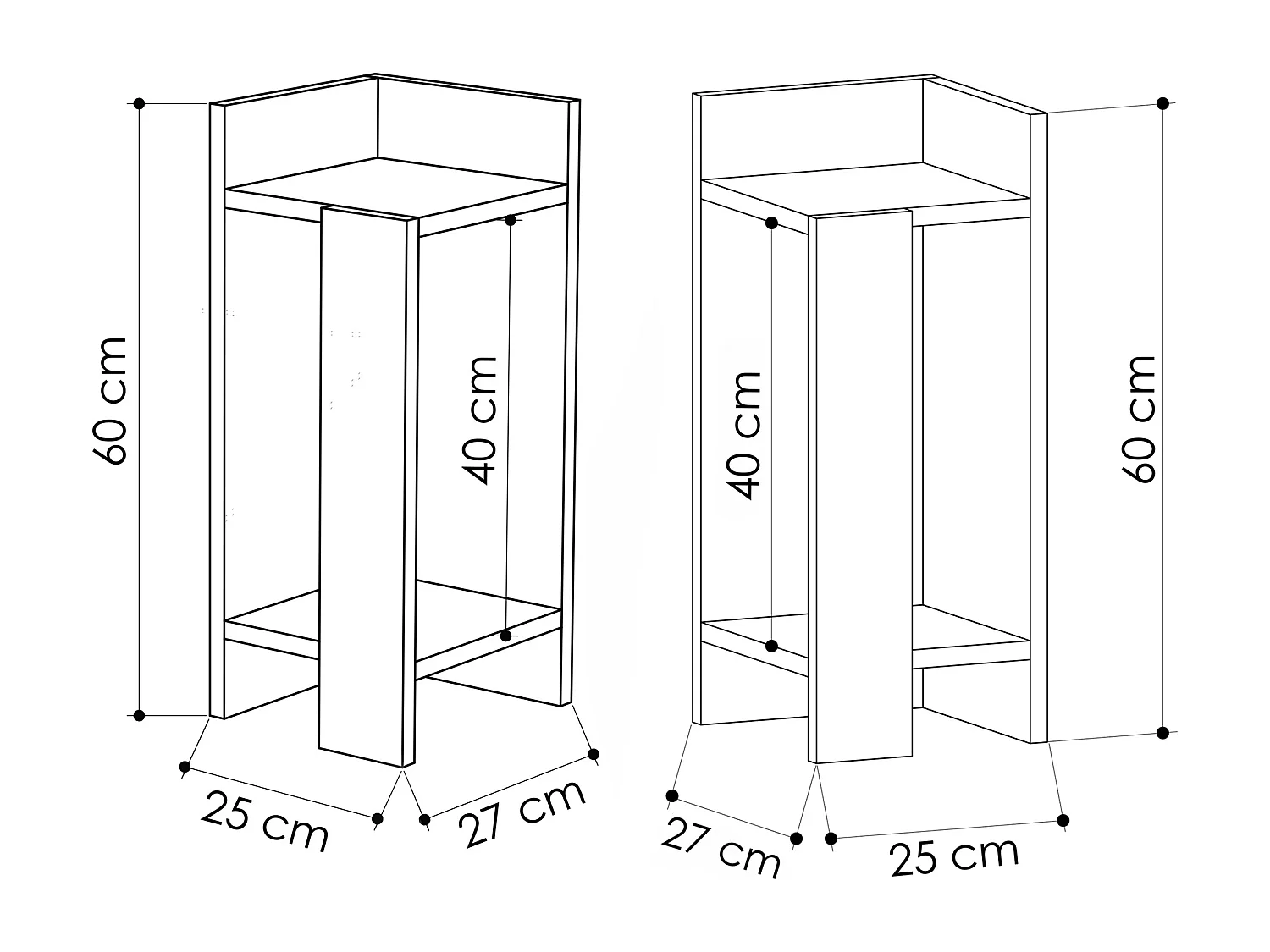 Nachttisch ELOS- Anthrazitgrau Set , 60x25x54