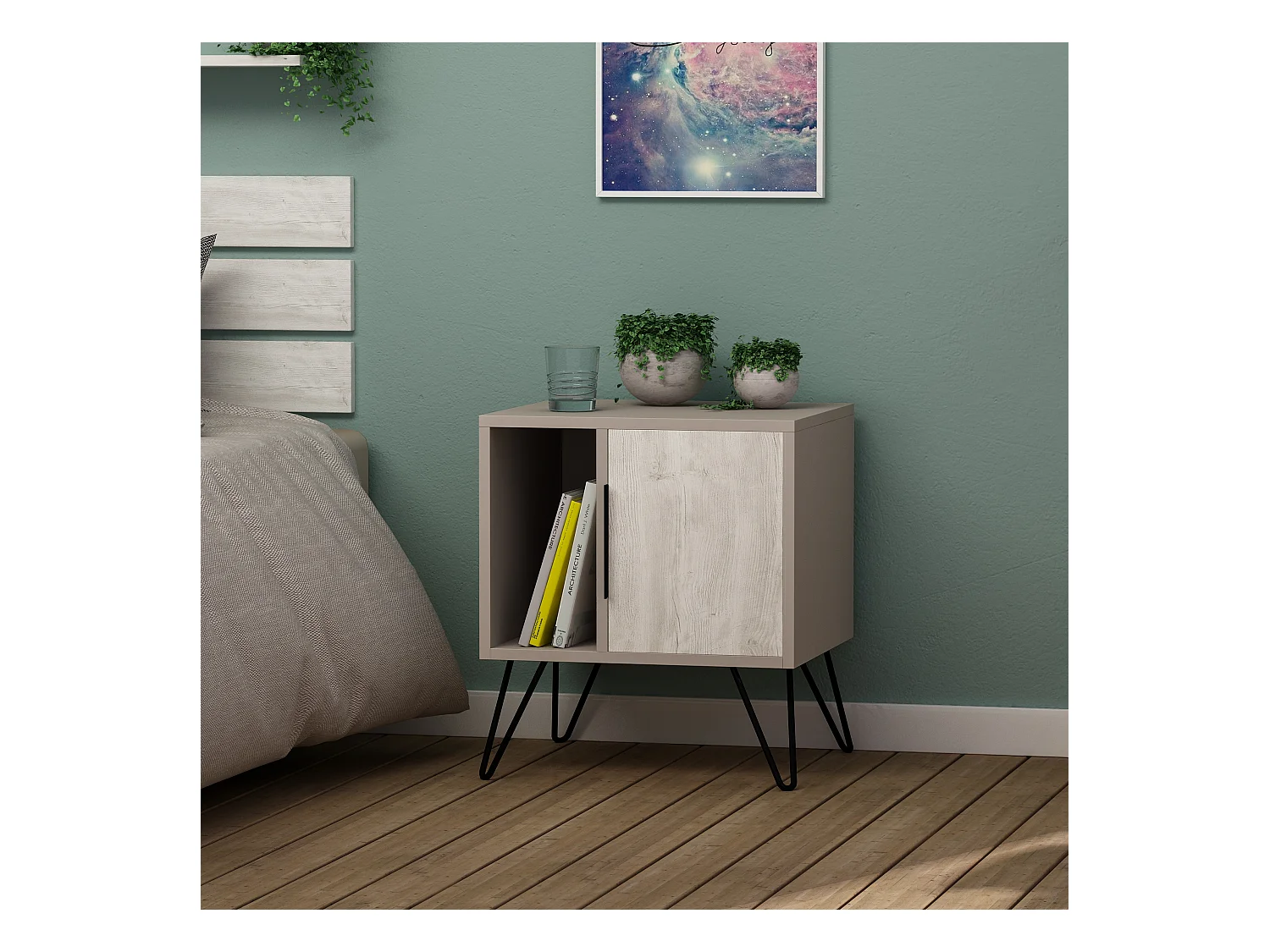 Nachttisch GLYNN- Anthrazitgrau  , 60x45x50