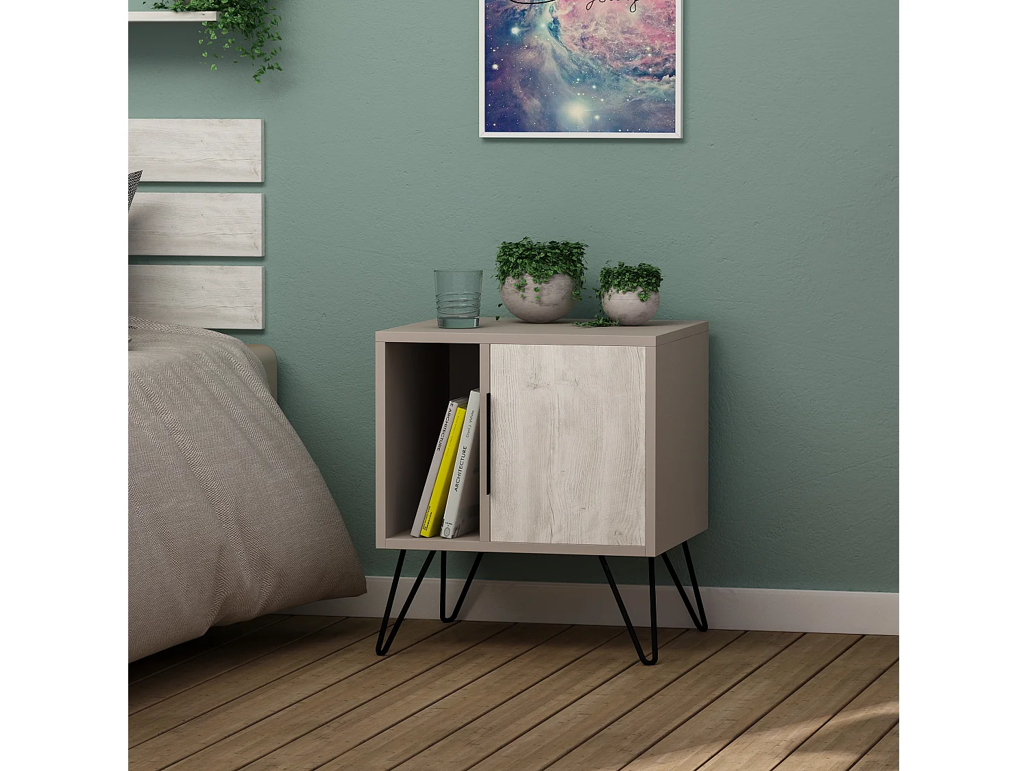Comodino GLYNN- grigio antracite, 60x45x50