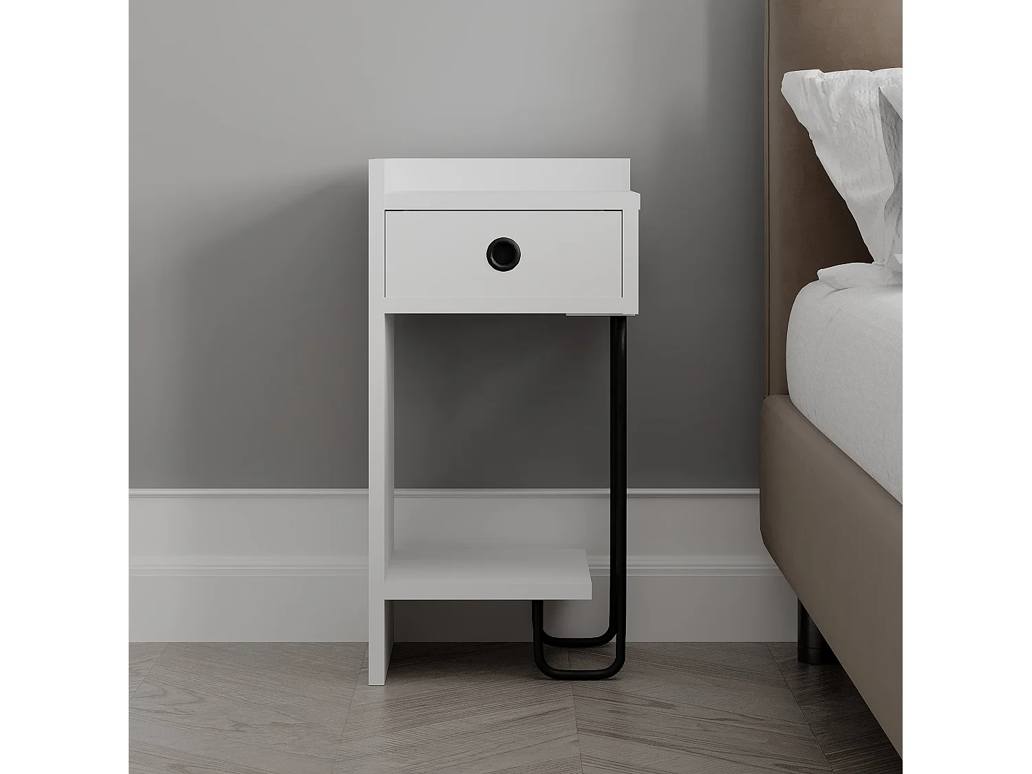 Nachttisch SIRIUS- Weiß Links , 61x30x32