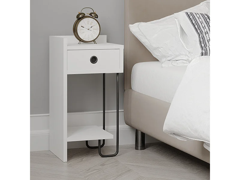 Table de chevet SIRIUS blanc gauche, 61x30x32