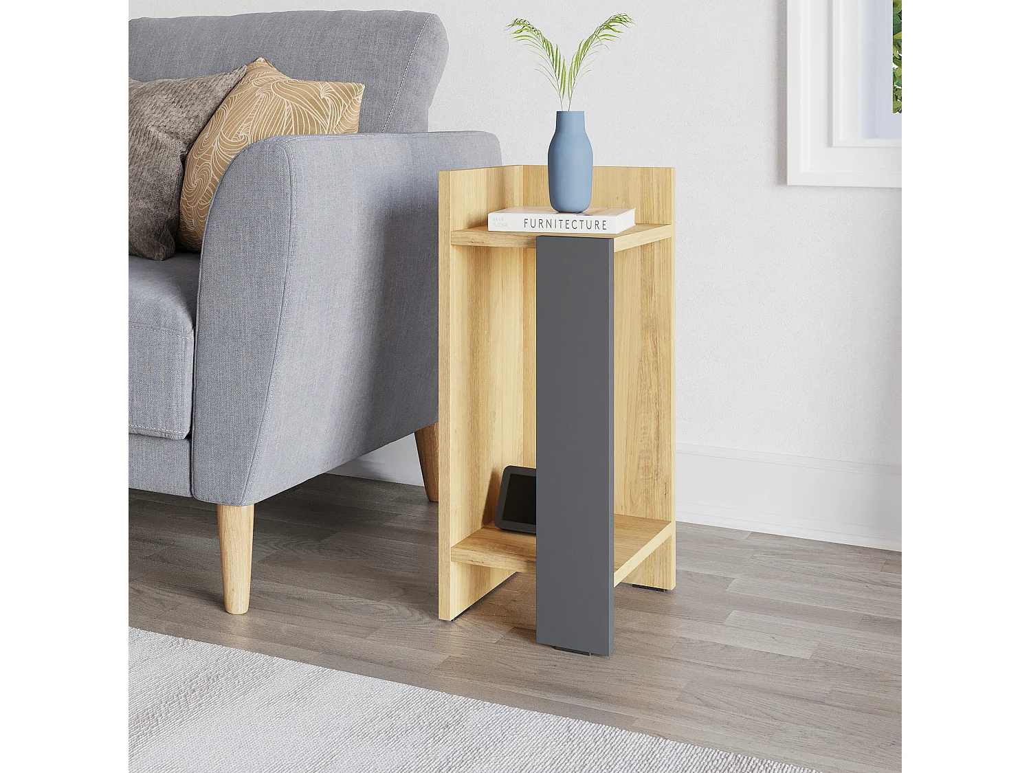 Nachttisch ELOS- Naturfarben hell Linkes Modul, 60x25x27