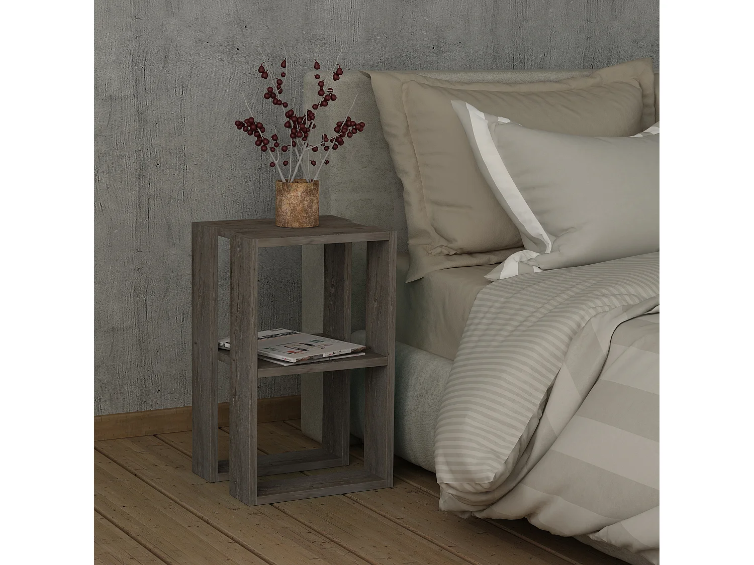 Comodino LONIE-marrone, 55x30x34