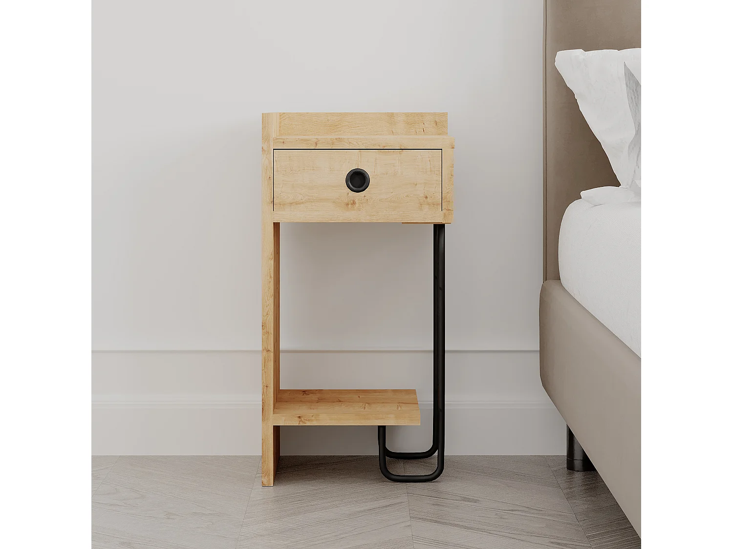 Nachttisch SIRIUS- Naturfarben hell Links , 61x30x32