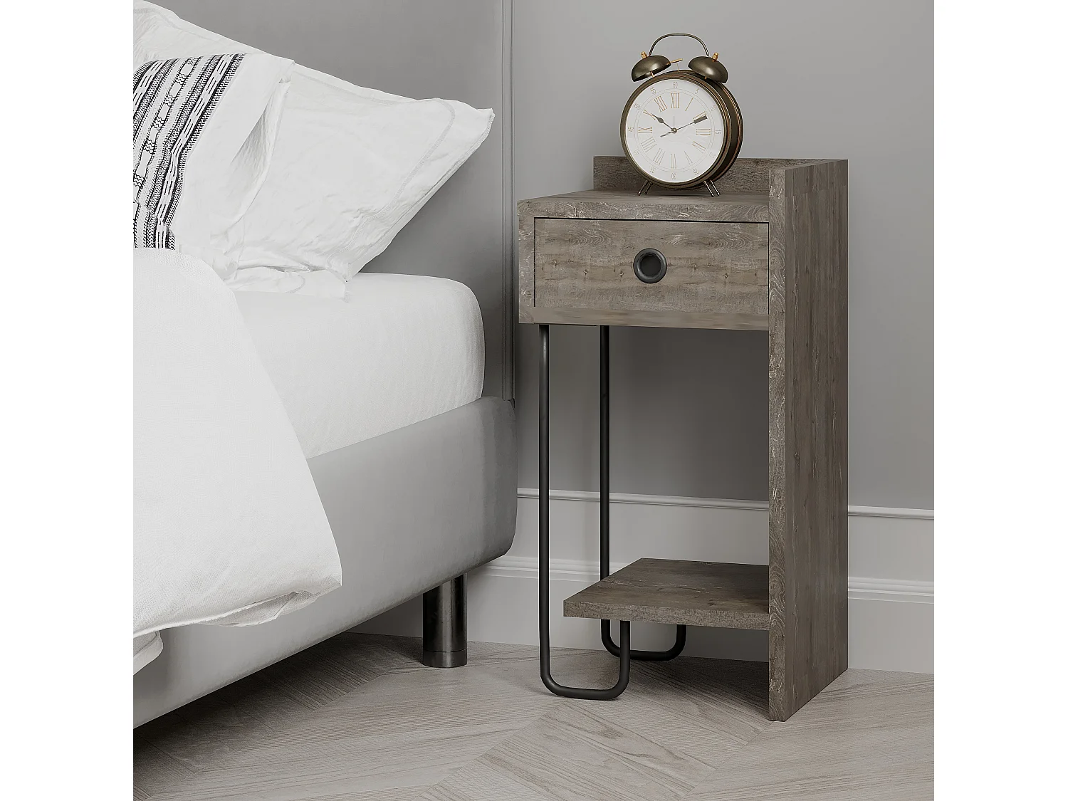 Nachttisch SIRIUS- Braun Rechts , 61x30x32