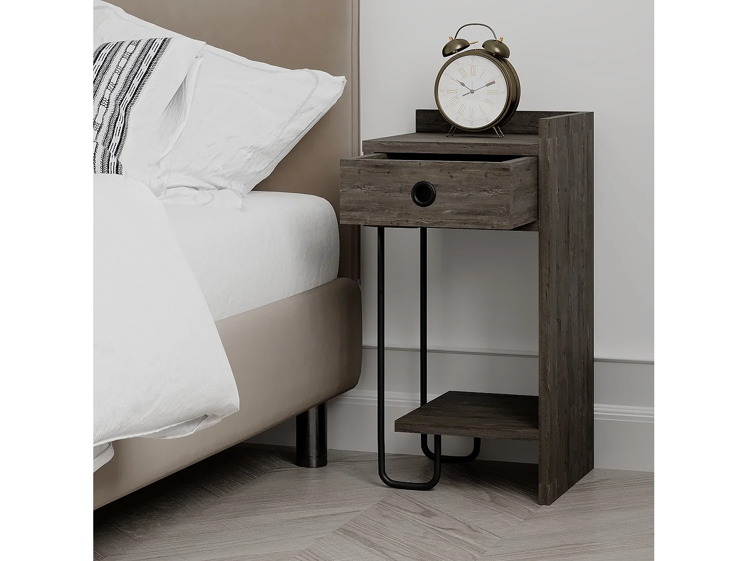 Nachttisch SIRIUS- Braun Rechts , 61x30x32