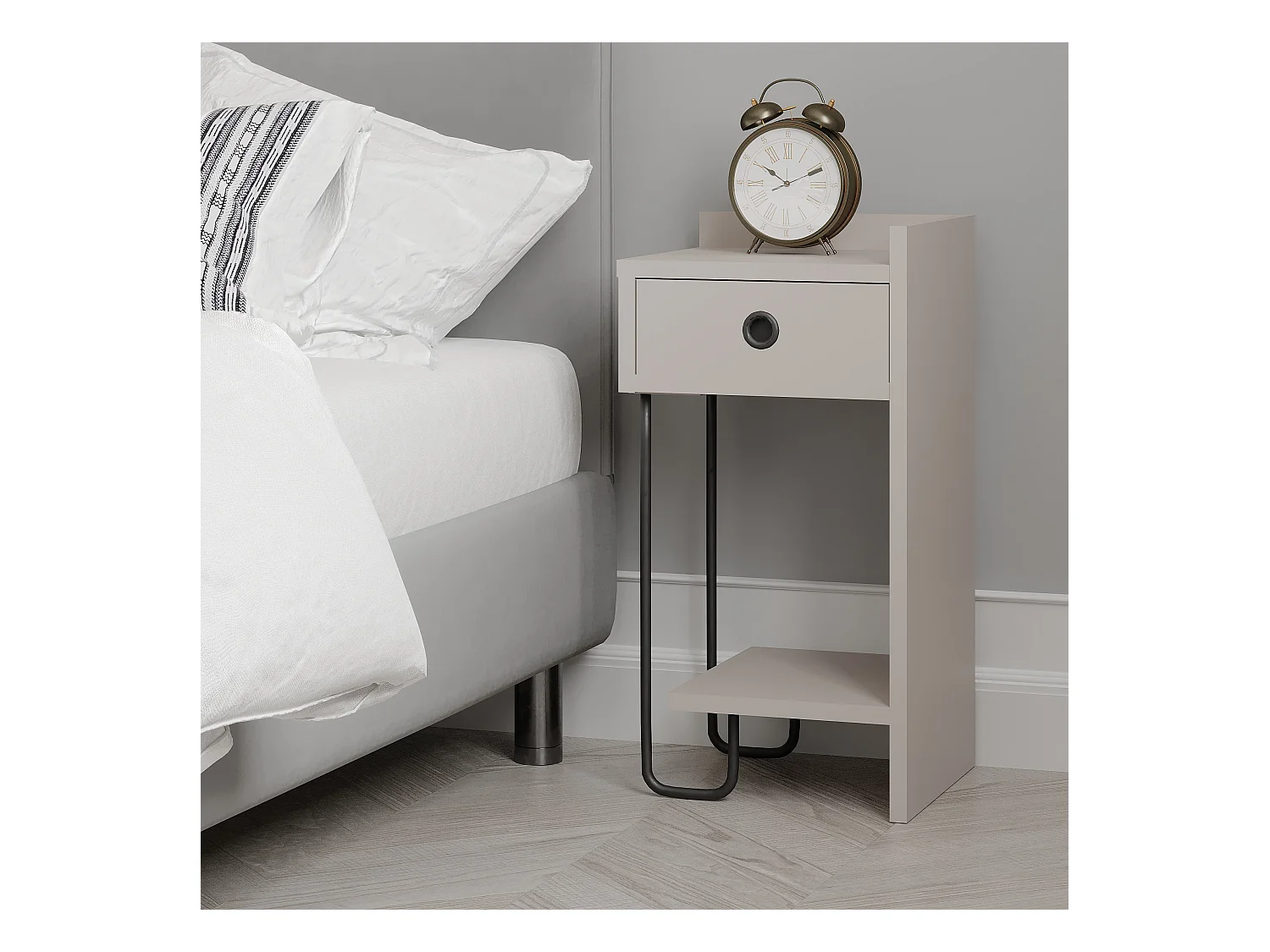 Nachttisch SIRIUS- Anthrazitgrau Rechts , 61x30x32