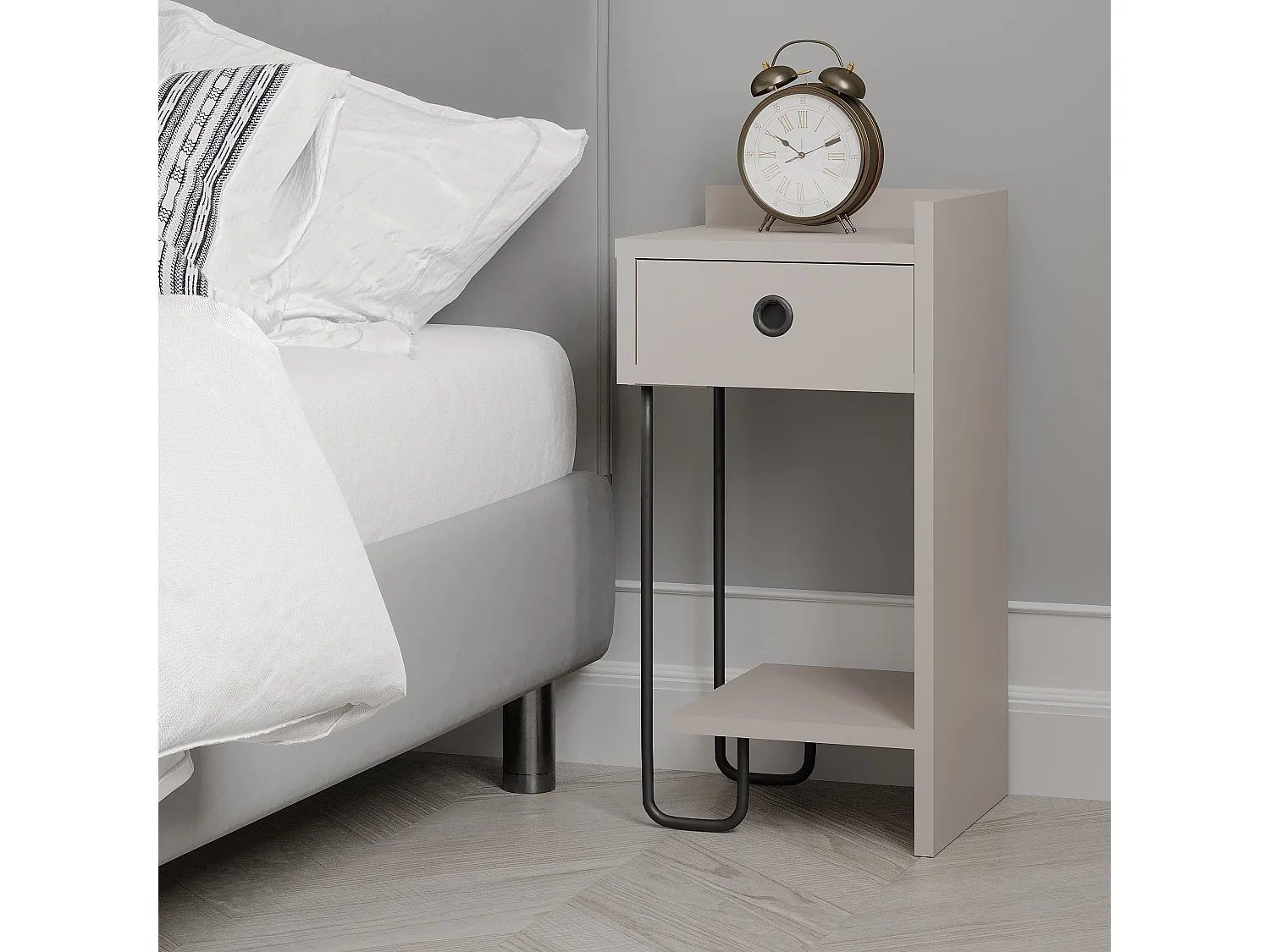 Nachttisch SIRIUS- Anthrazitgrau Rechts , 61x30x32