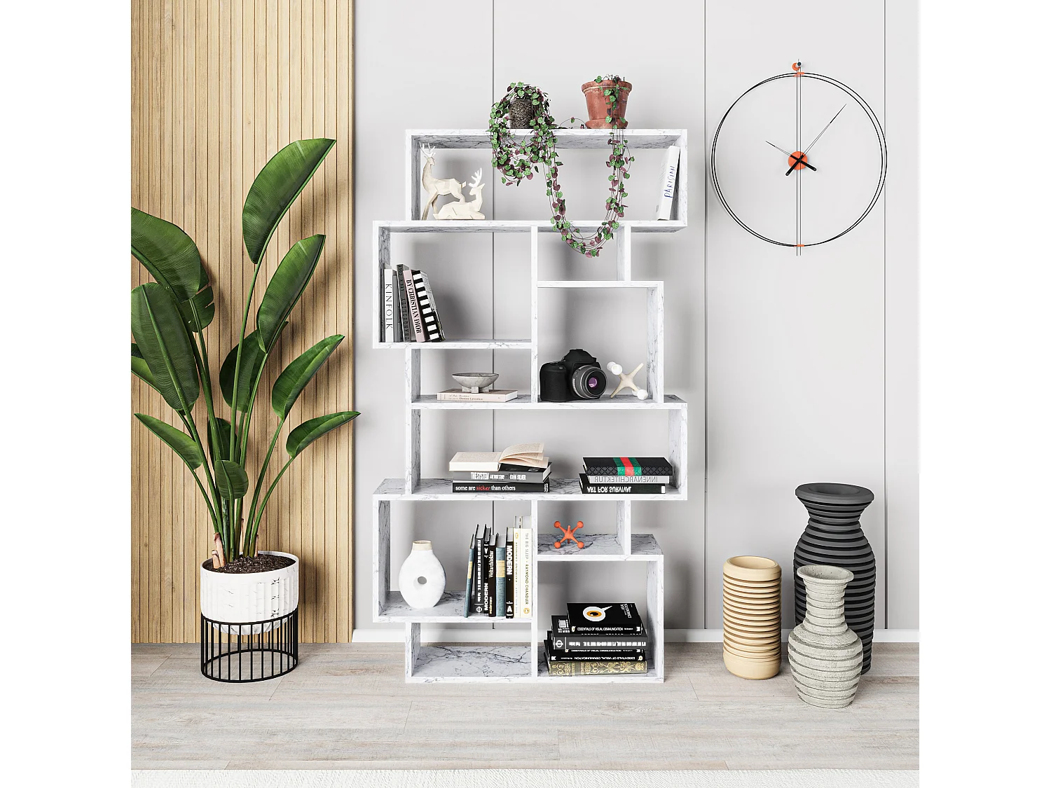 Bücherregal KARMATO - Carrara - 96 x 25,5 x 168,5 cm