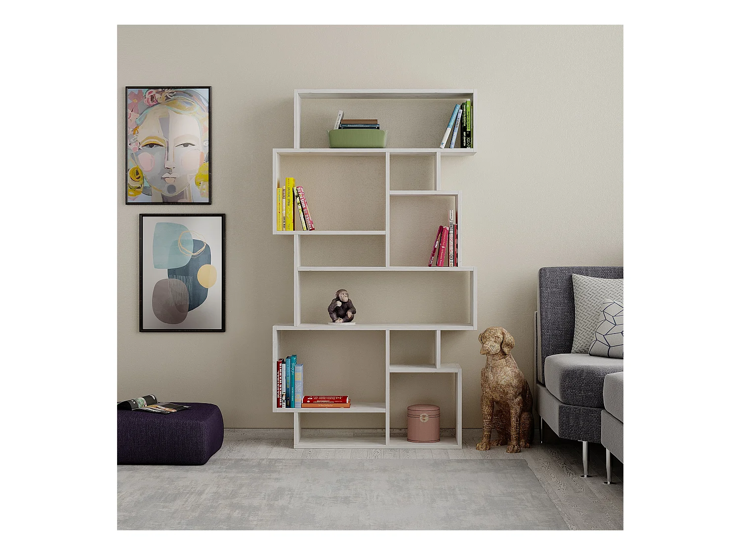 Bücherregal KARMATO -  Altweiß - 96 x 25,5 x 168,5 cm