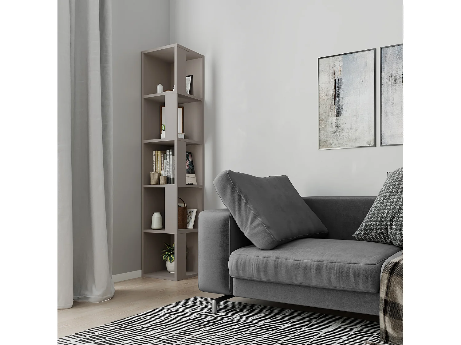 Etagère d'angle PIANO beige, 32x159x32