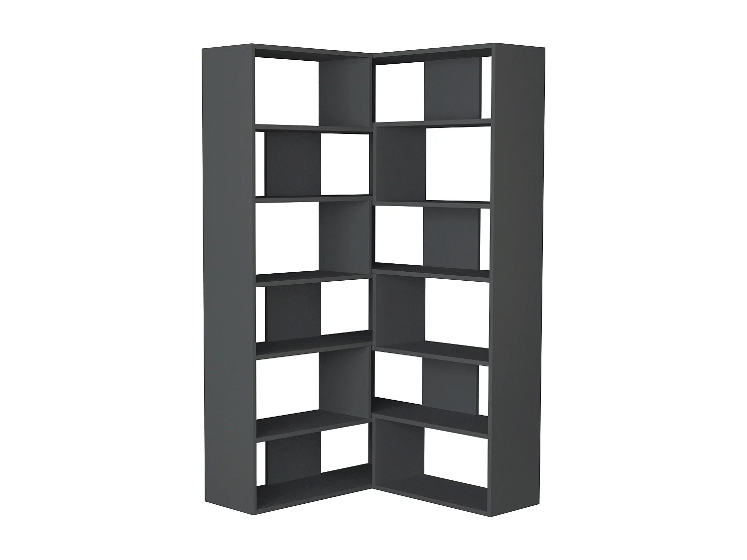 Decortie Gris Anthracite 29.6x93.6x178.6cm Bibliothèque d'angle Panneau de particules Unité d'affichage Molly