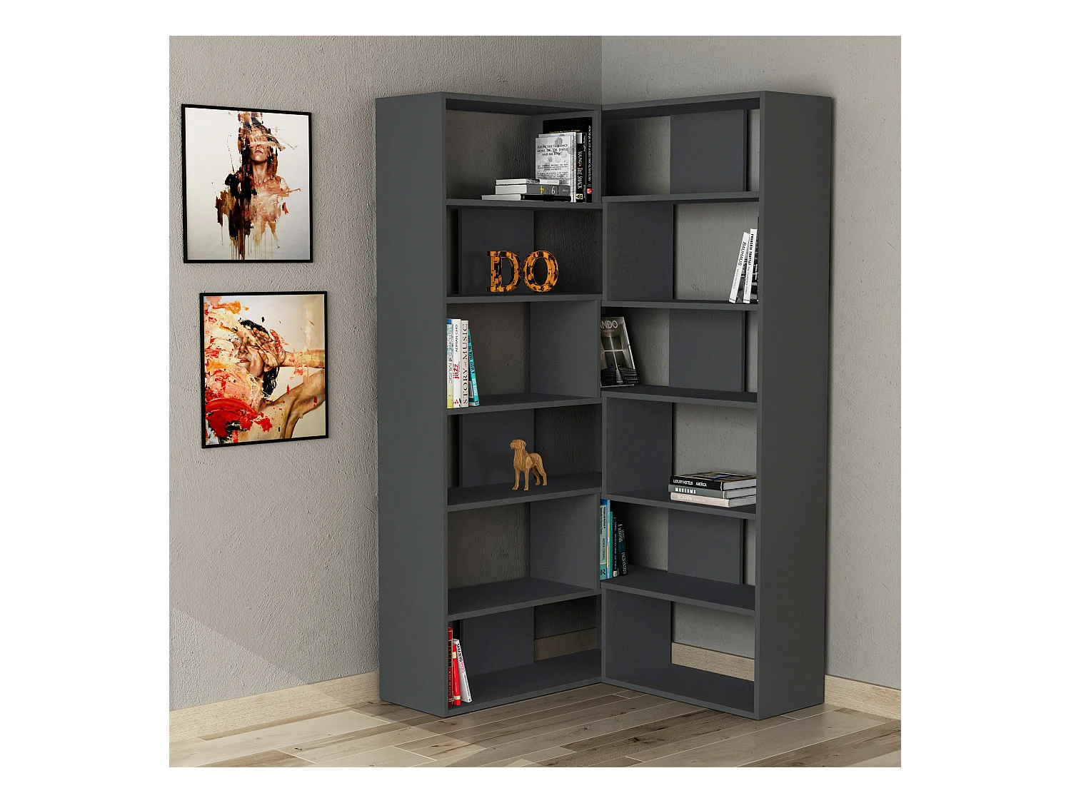 Bücherregal MOLLY Nr. 4 -  Anthrazit - 93,6 x 29,6 x 178,6 cm
