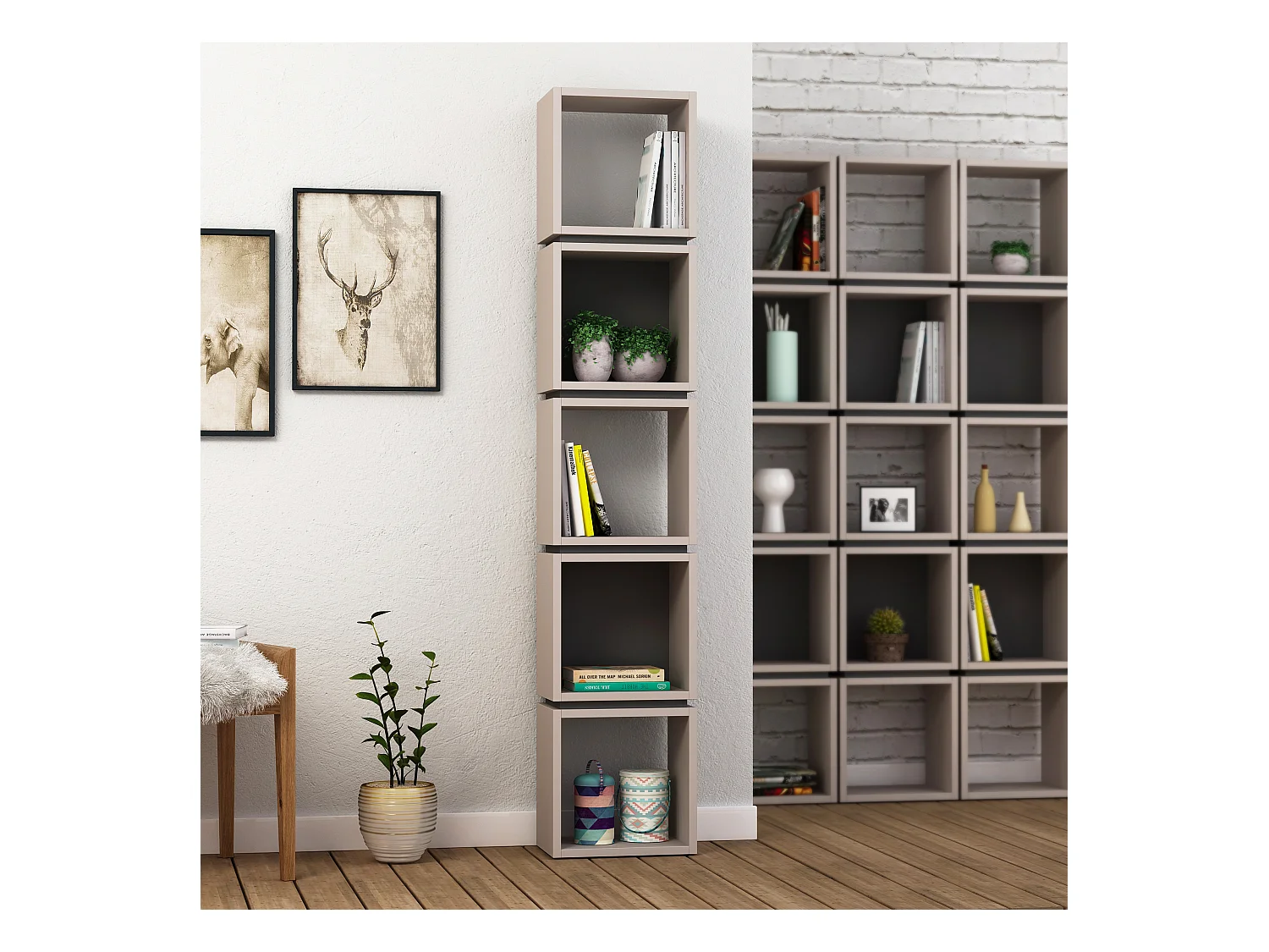 Bibliothèque MULTI- lumière couleur naturelle, 32x167x22