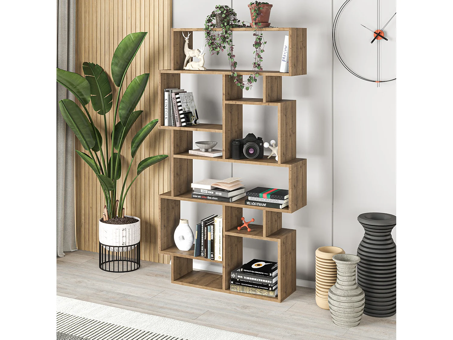 Bücherregal KARMATO - Dunkler eiche - 96 x 25,5 x 168,5 cm