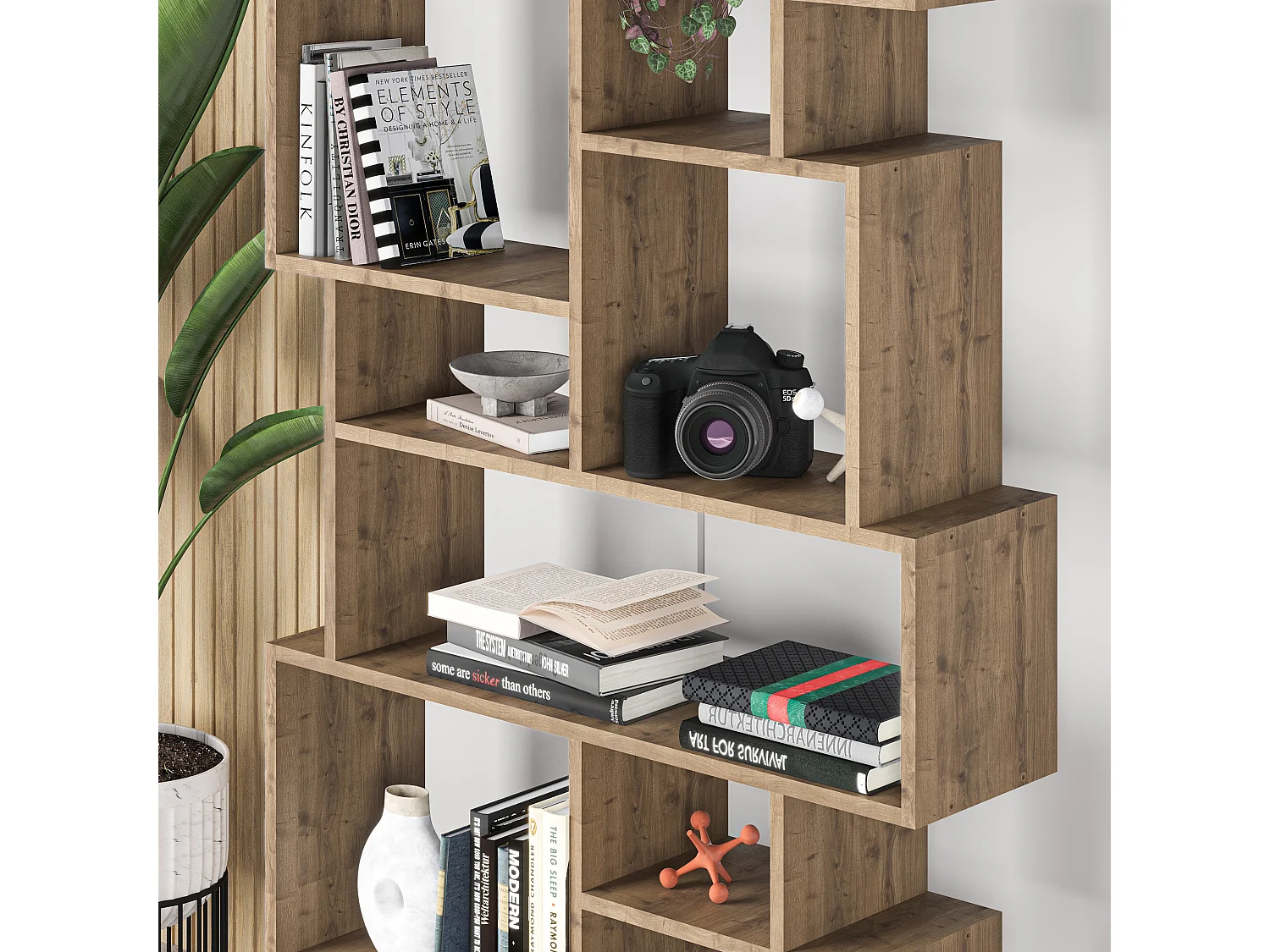 Bücherregal KARMATO - Dunkler eiche - 96 x 25,5 x 168,5 cm