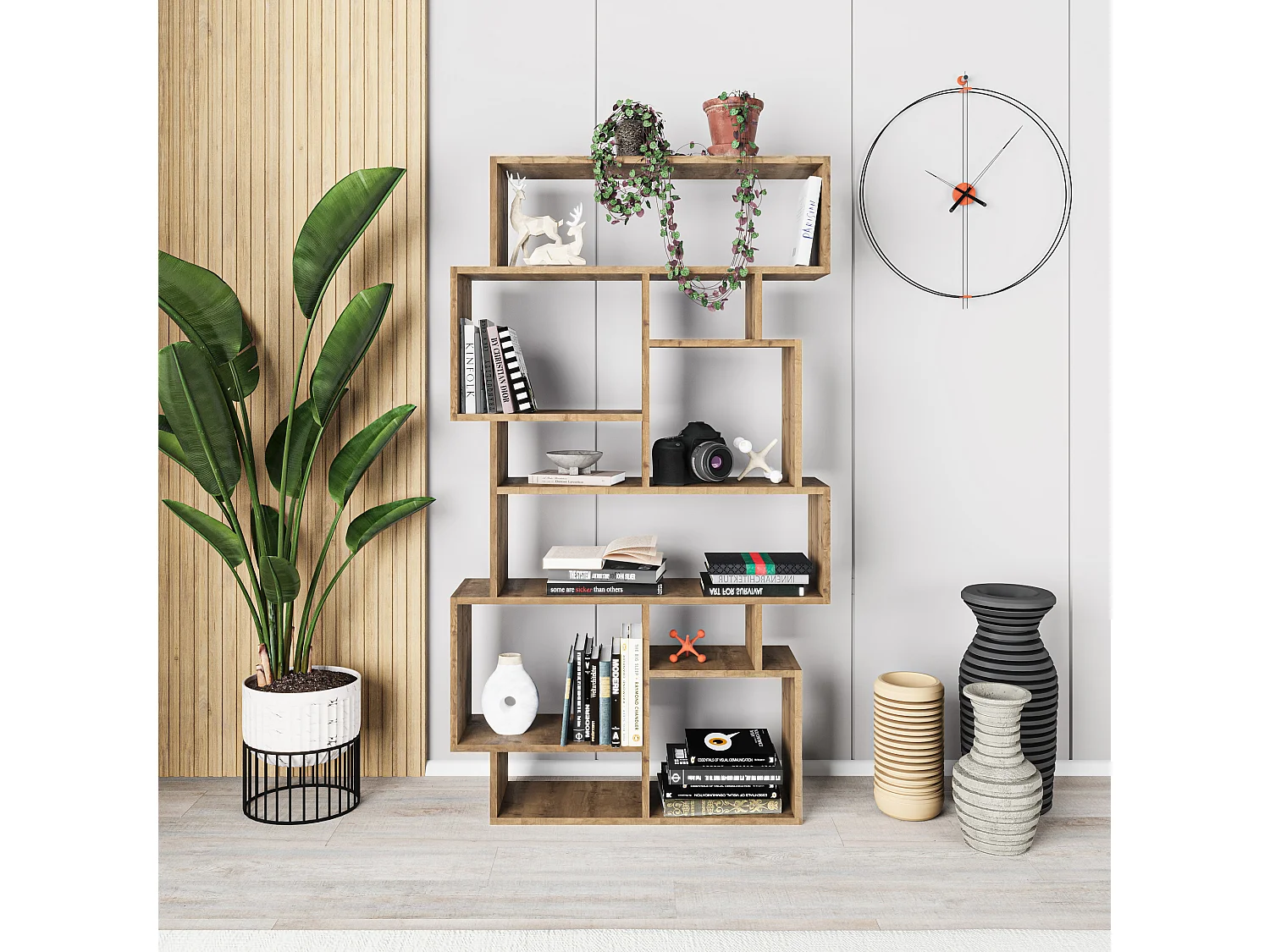 Bücherregal KARMATO - Dunkler eiche - 96 x 25,5 x 168,5 cm