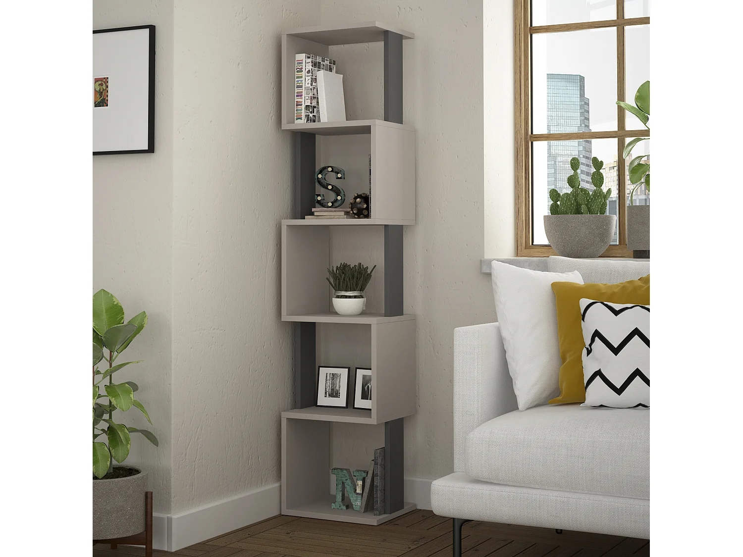 Bücherregal PIRI- Naturfarben hell, 35x161x30