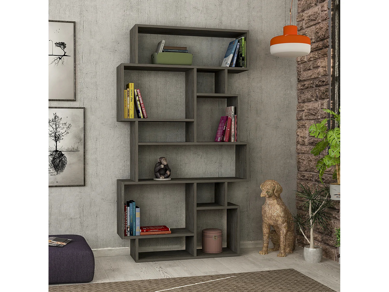 Bücherregal KARMATO -  Kaffee Dunkel - 96 x 25,5 x 168,5 cm