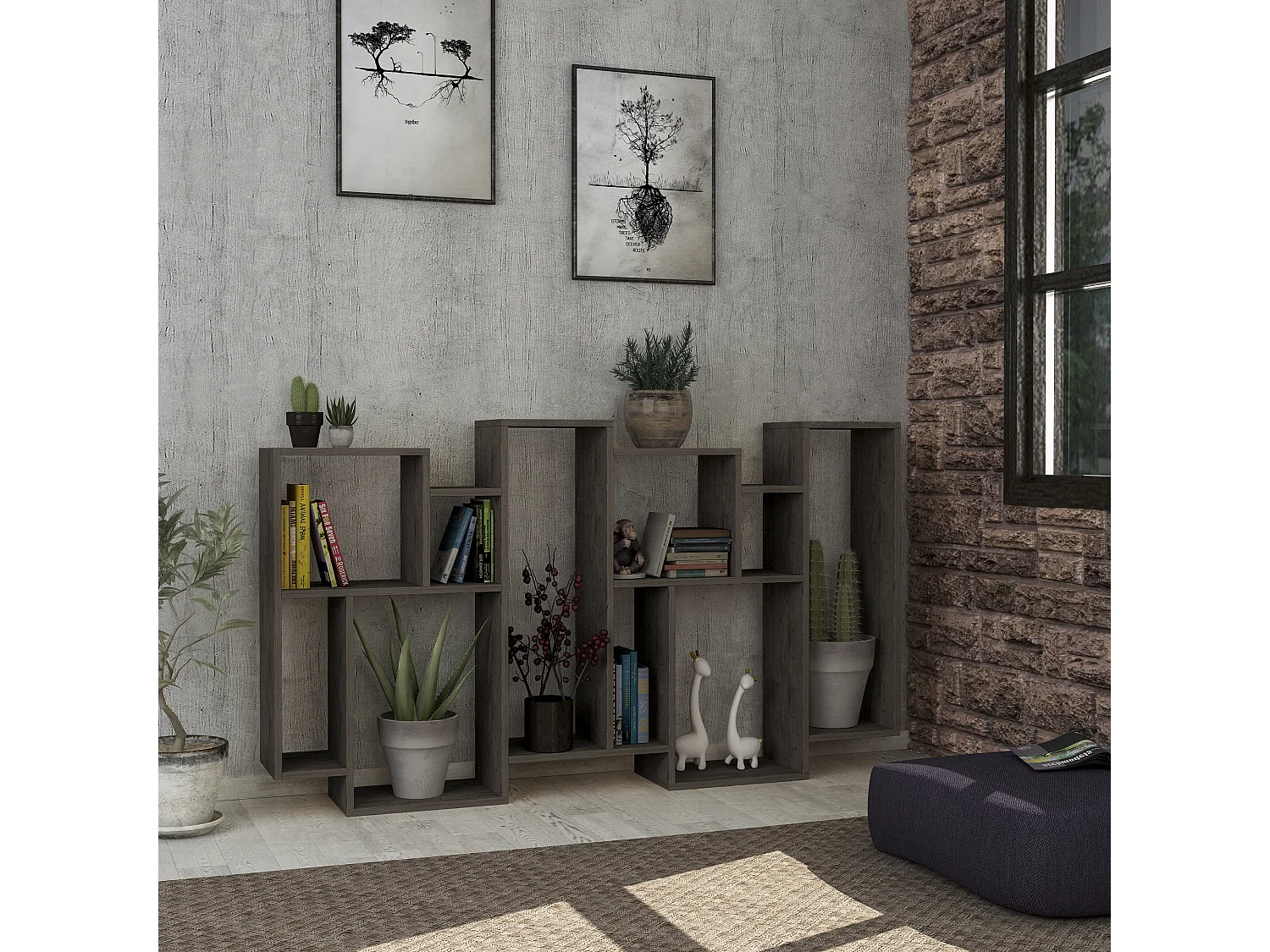 Bücherregal KARMATO -  Kaffee Dunkel - 96 x 25,5 x 168,5 cm