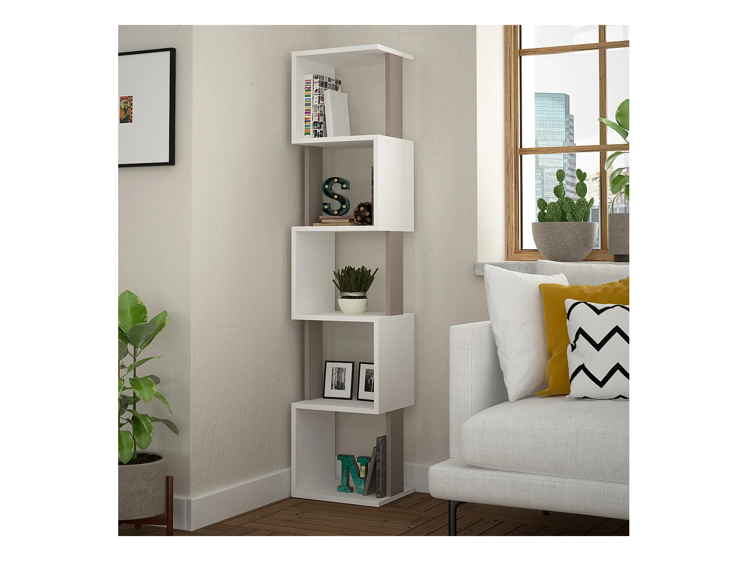 Bücherregal PIRI- Naturfarben hell, 35x161x30