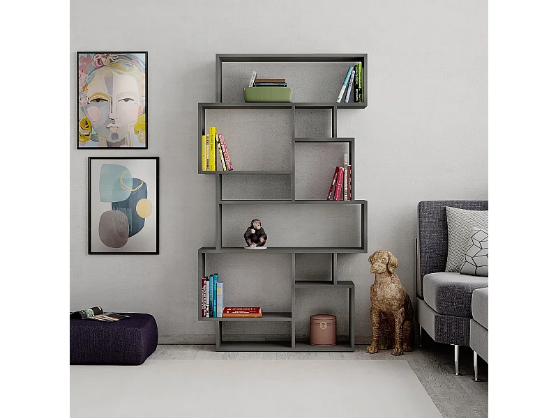 Bücherregal KARMATO - Retro Grau -96 x 25,5 x 168,5 cm