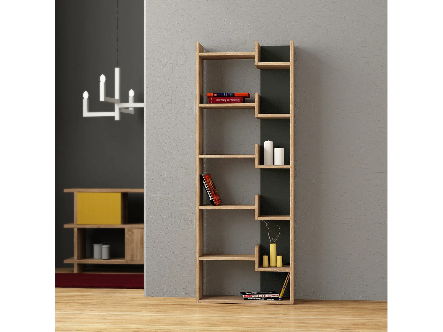 Libreria OPPA - rovere scuro, 60,5 x 22 x 162,4 cm