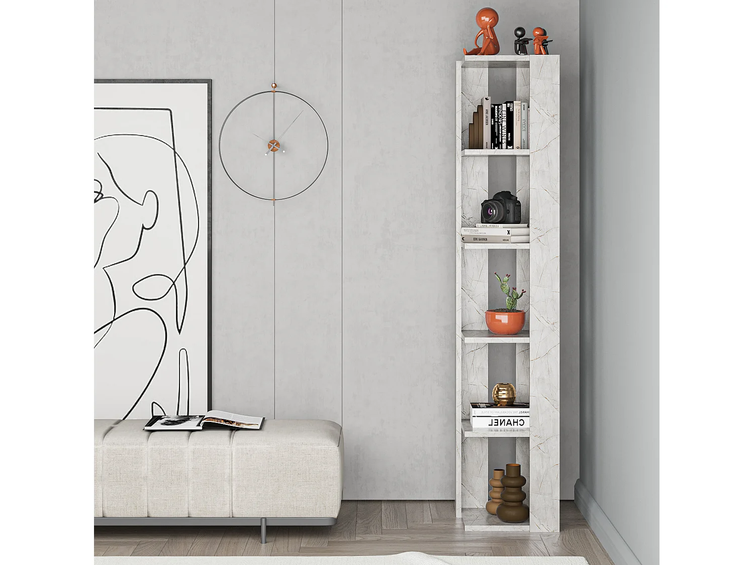 Eck-Bücherregal NATI - 34 x 34 x 161 cm