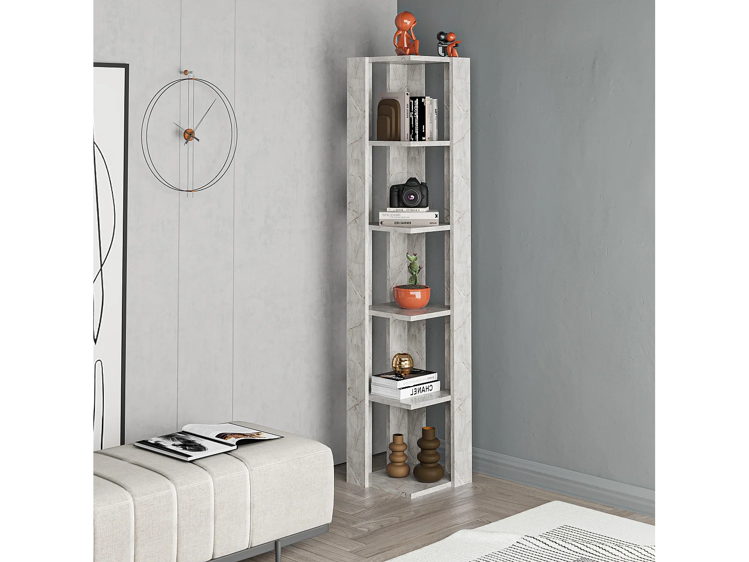 Eck-Bücherregal NATI - 34 x 34 x 161 cm