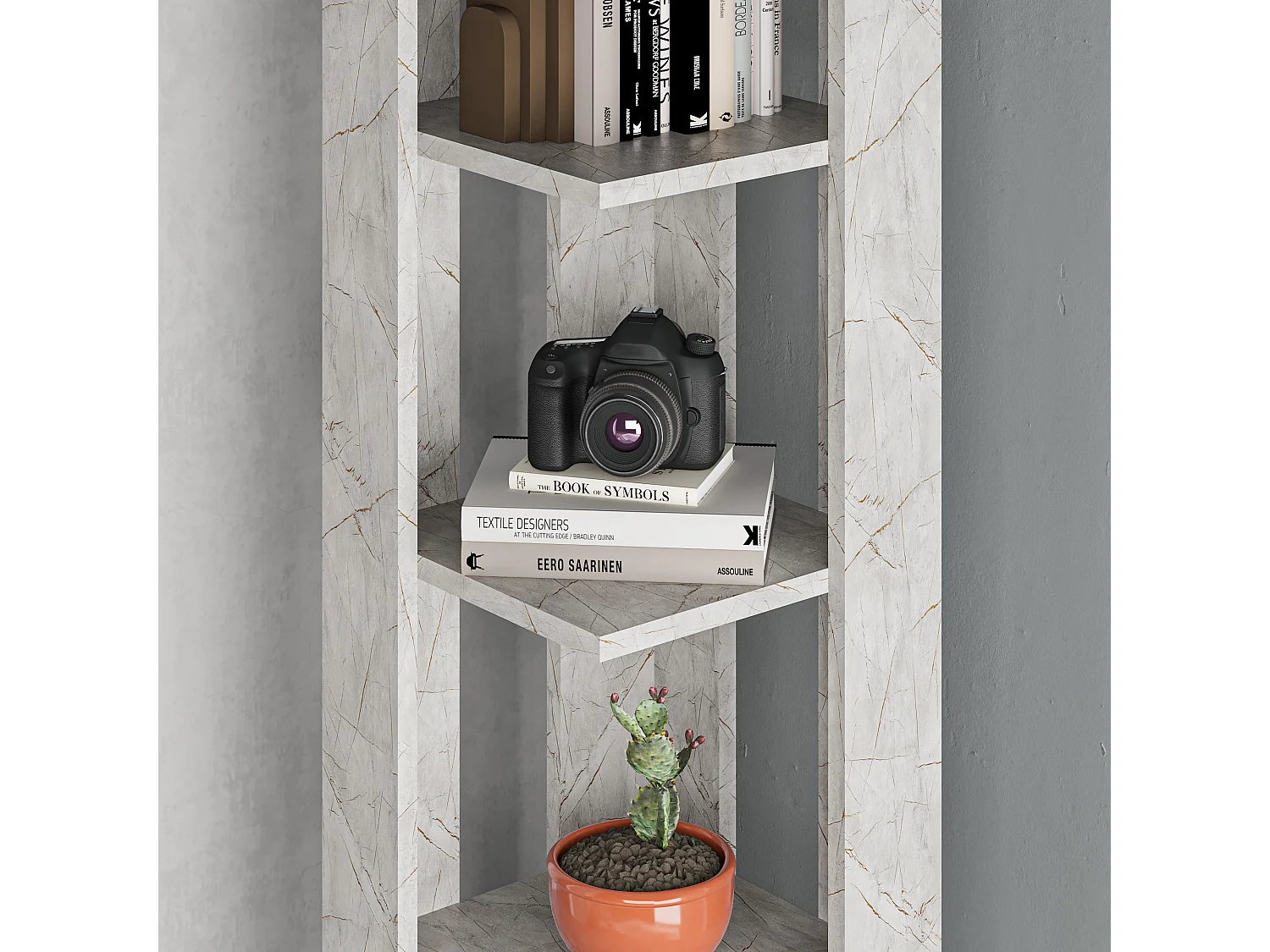 Eck-Bücherregal NATI - 34 x 34 x 161 cm