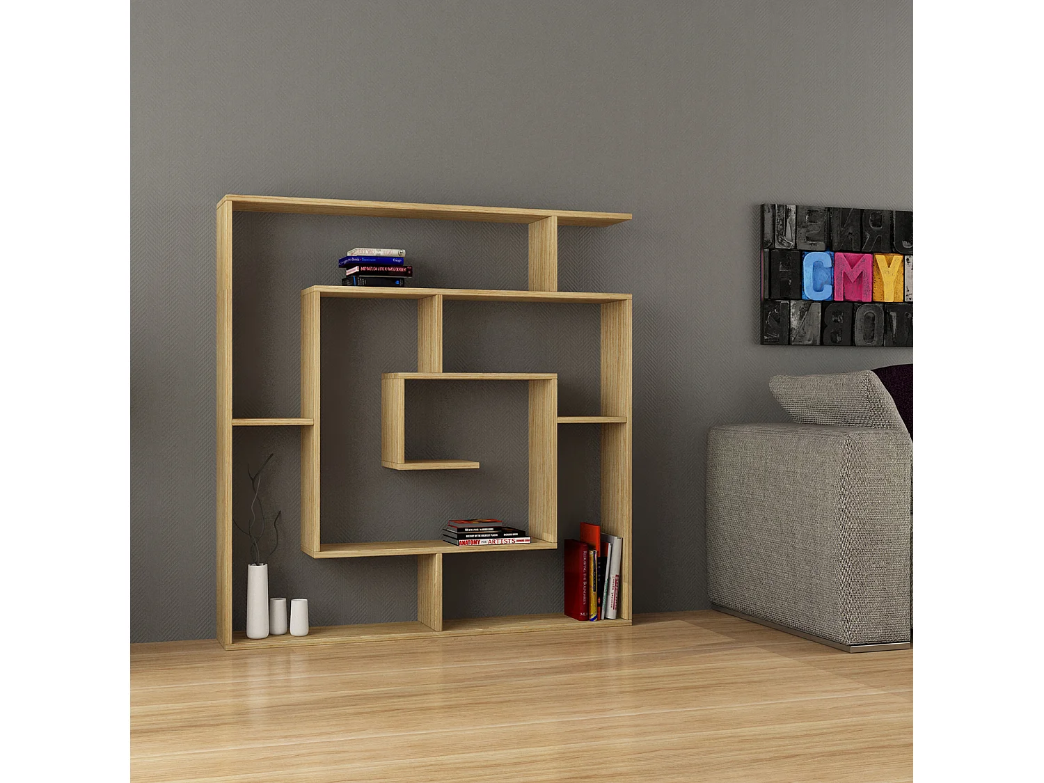 Standregal LABIRENT - Eiche hell, 125x129x22