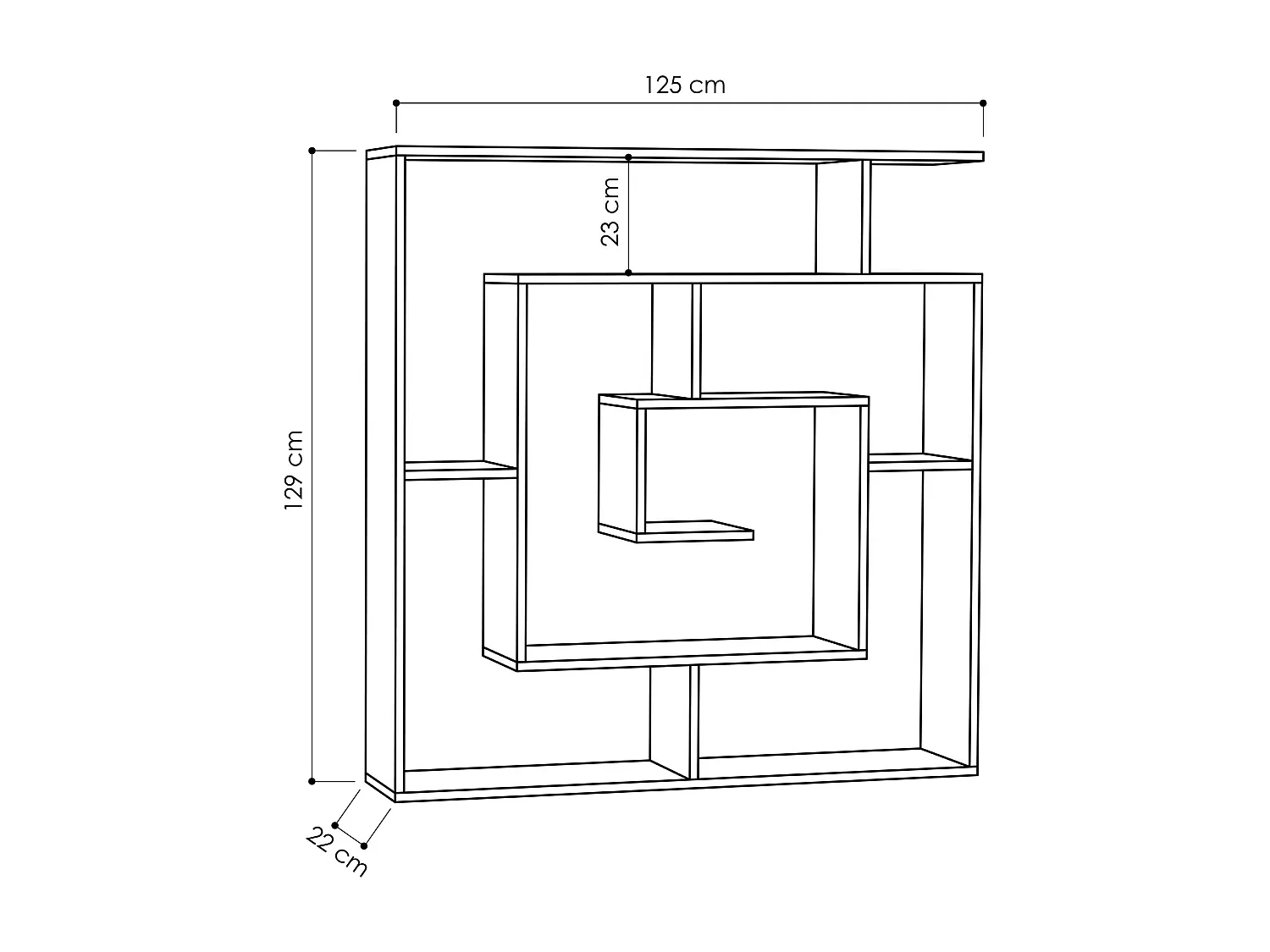 Staande plank LABIRENT - licht eiken, 125x129x22