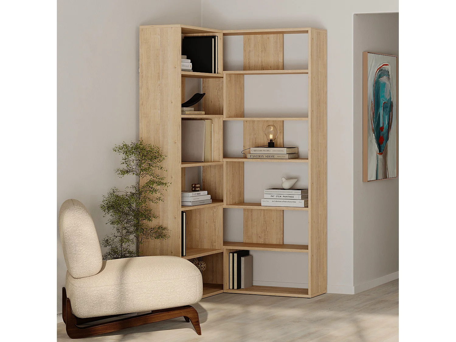 Bücherregal MOLLY Nr. 4 -  Eiche - 93,6 x 29,6 x 178,6 cm