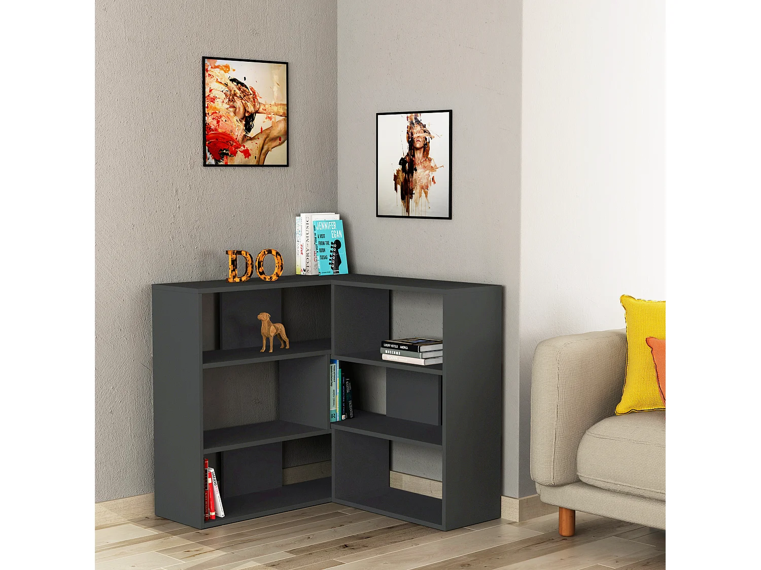 Bücherregal MOLLY Nr. 3 -  Anthrazit - 157,5 x 30 x 89 cm