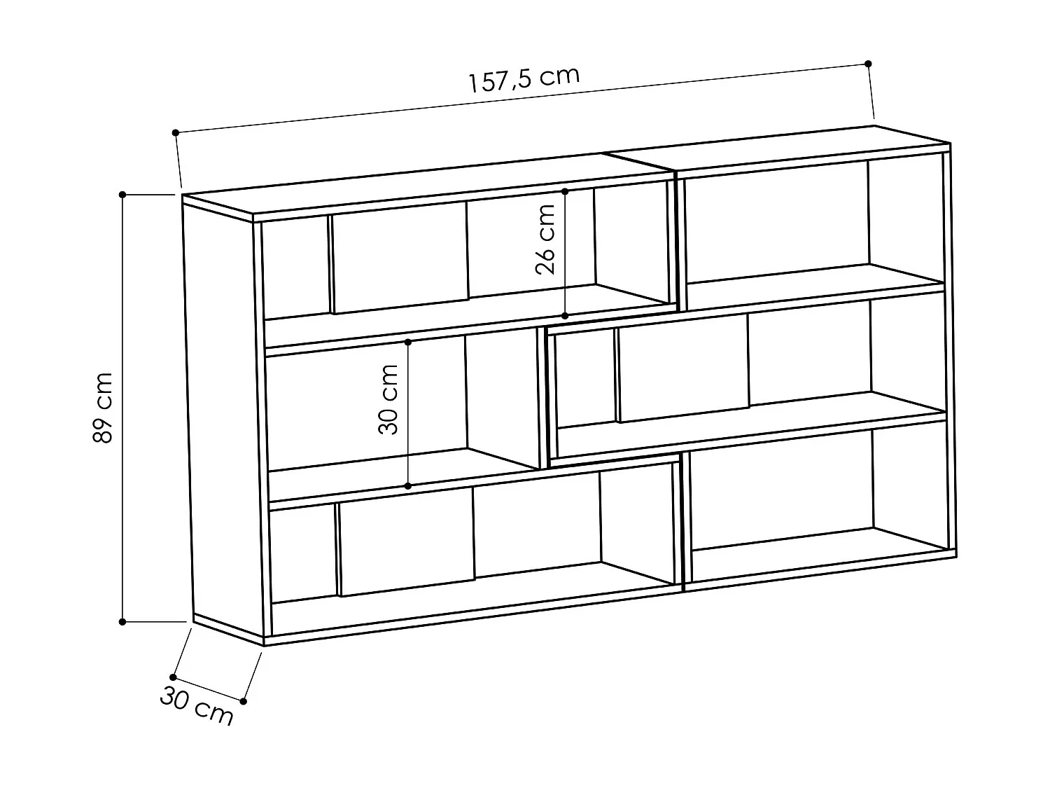 Bücherregal MOLLY Nr. 3 -  Anthrazit - 157,5 x 30 x 89 cm