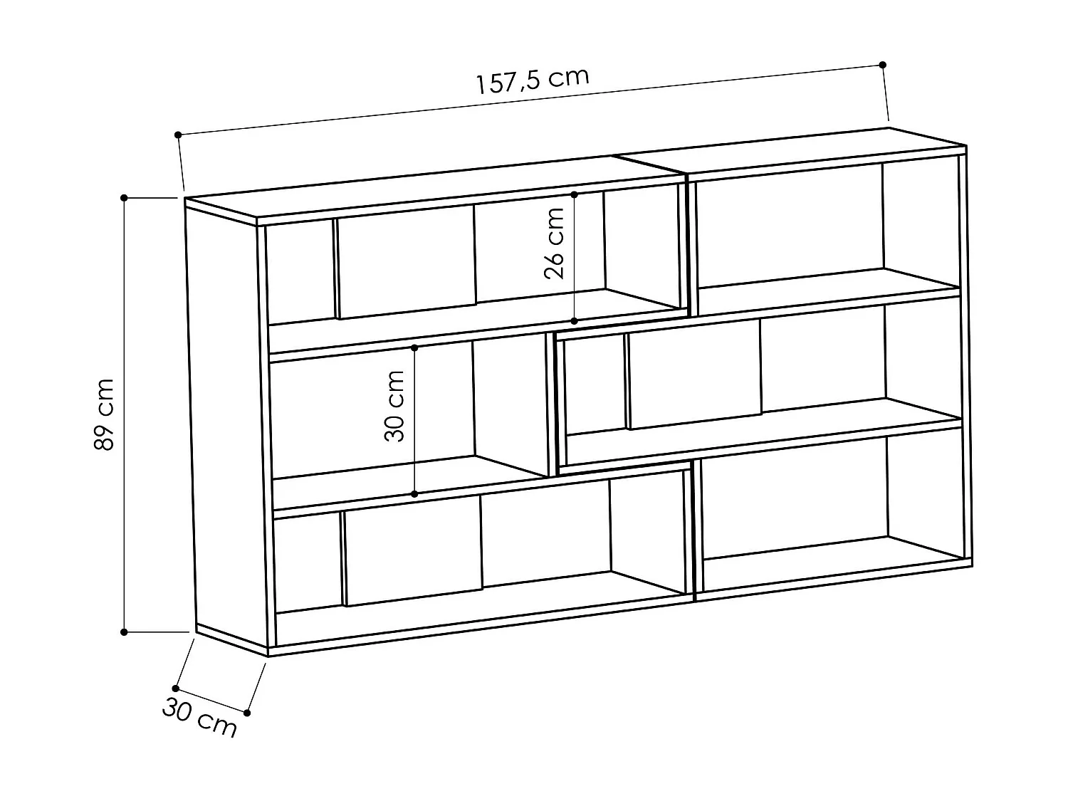 Bücherregal MOLLY Nr. 3 -  Anthrazit - 157,5 x 30 x 89 cm