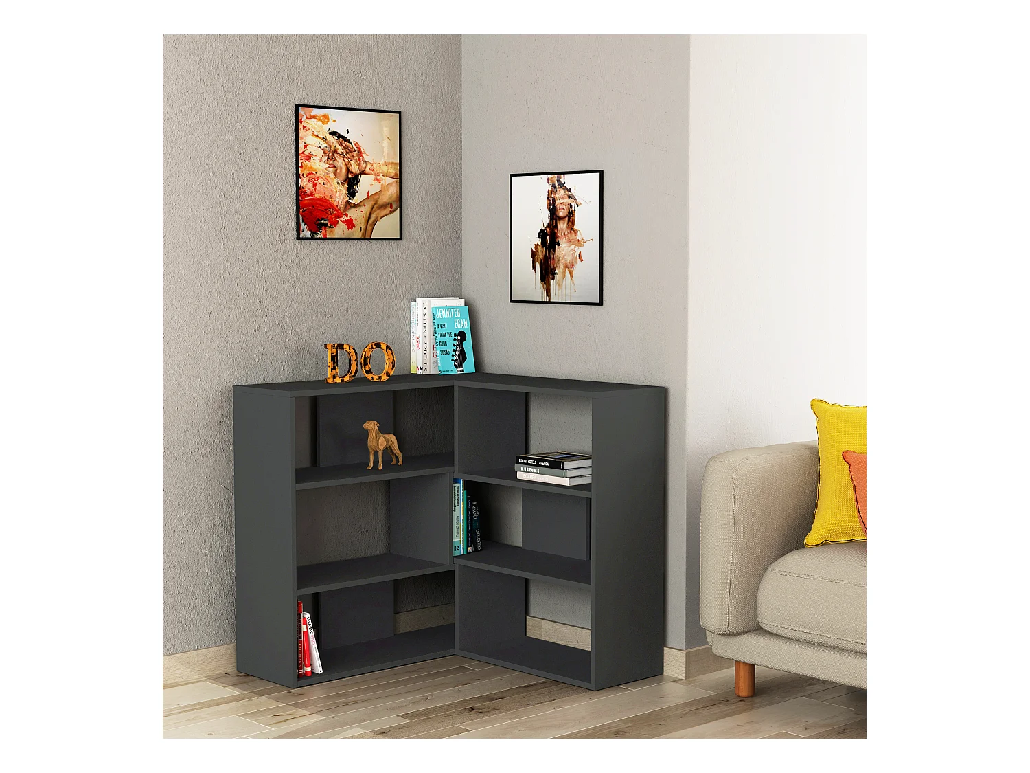 Bücherregal MOLLY Nr. 3 -  Anthrazit - 157,5 x 30 x 89 cm