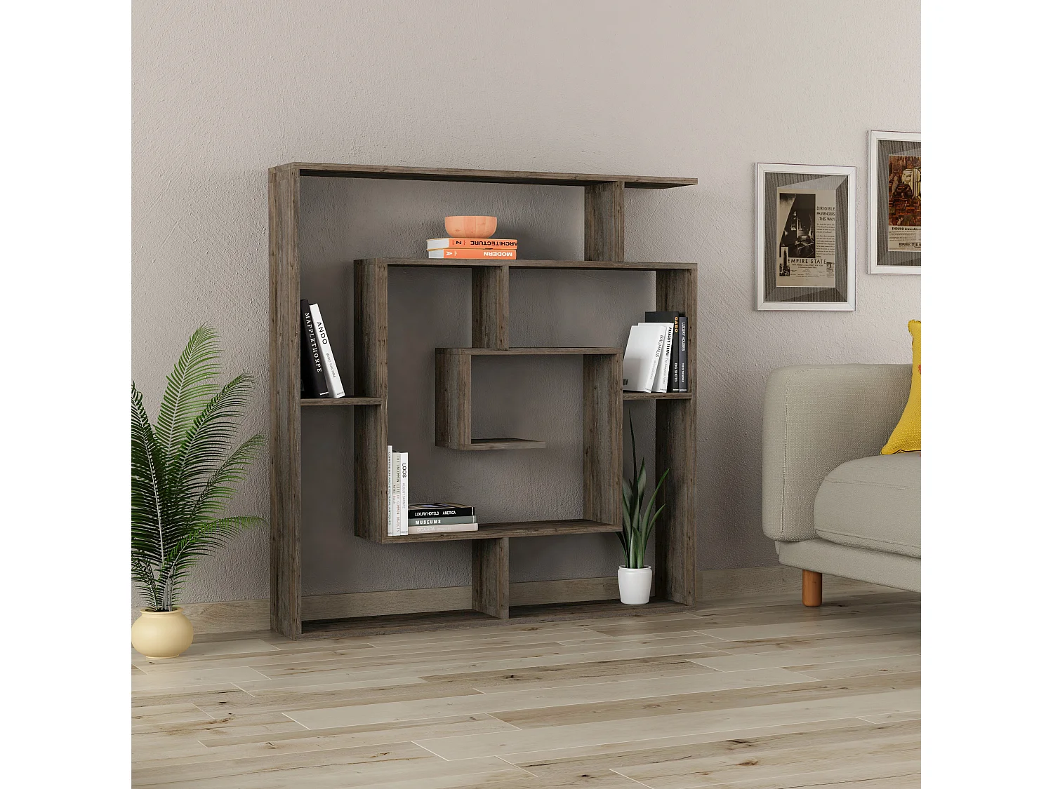 Standregal LABIRENT - Dunkelbraun, 125x129x22