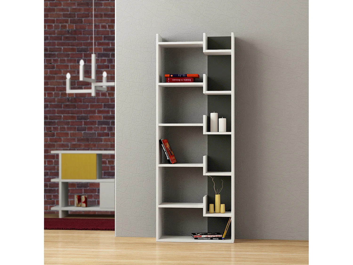 Libreria OPPA - Bianco, 60,5 x 22 x 162,4 cm