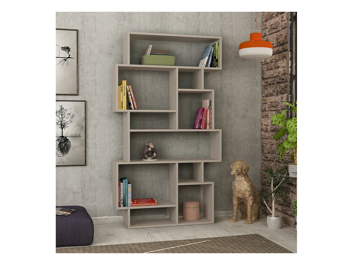 Bücherregal KARMATO -  Mokka Grau - 96 x 25,5 x 168,5 cm