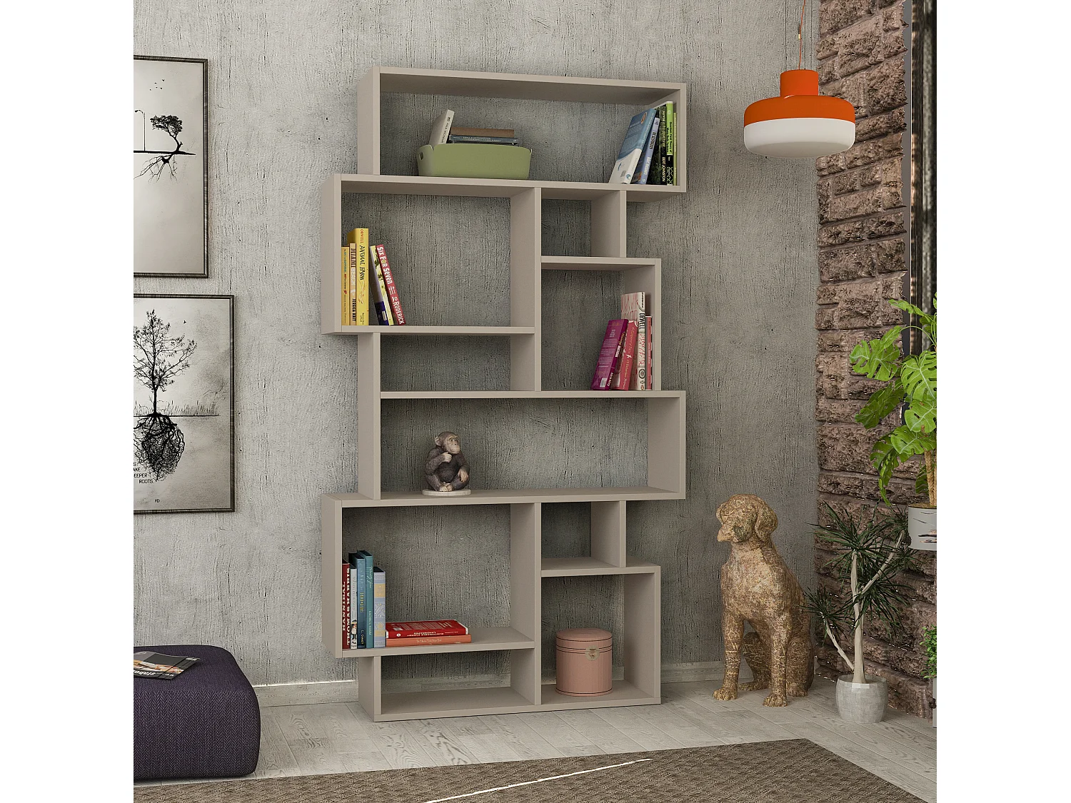 Bücherregal KARMATO -  Mokka Grau - 96 x 25,5 x 168,5 cm