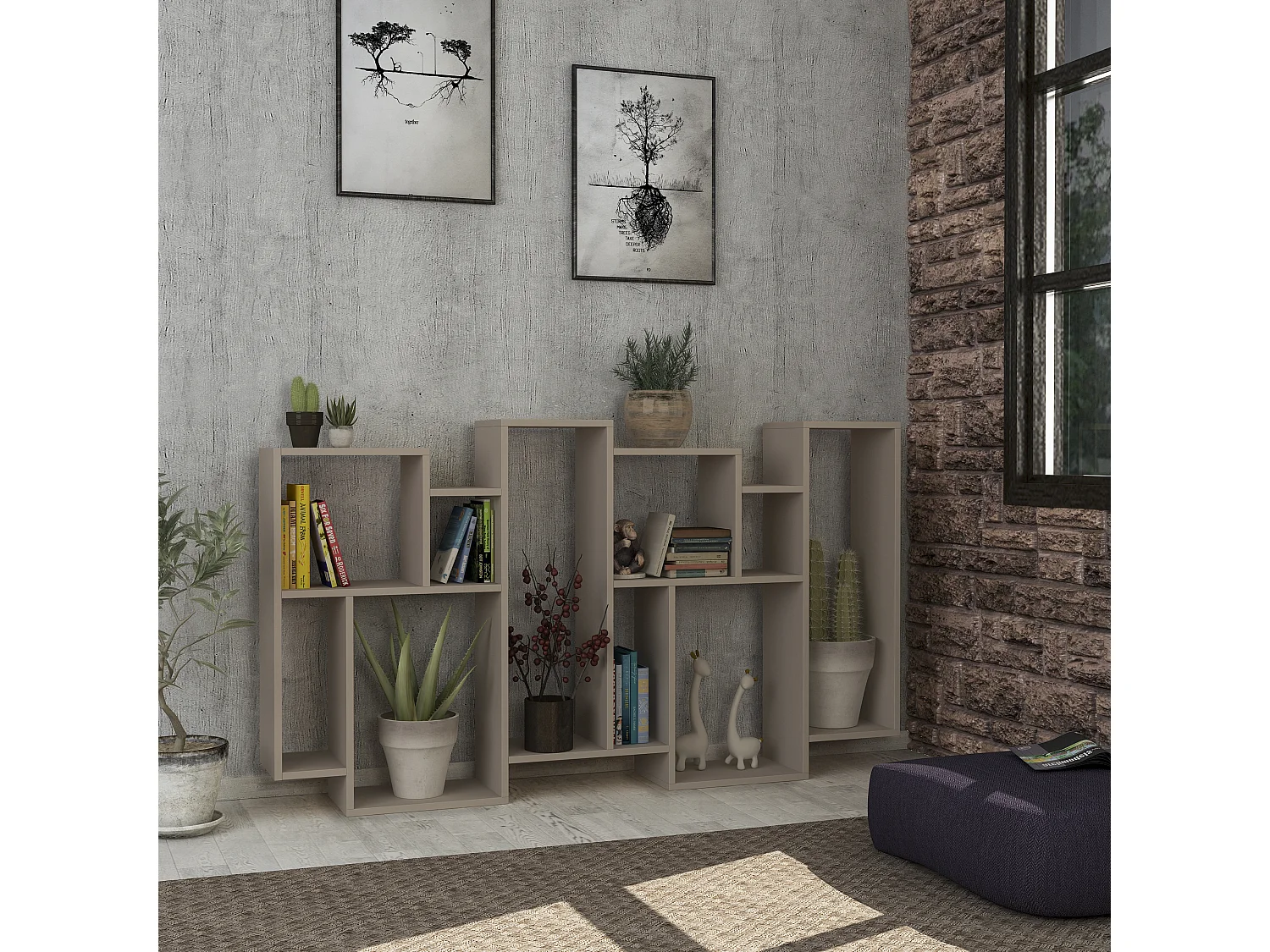 Bücherregal KARMATO -  Mokka Grau - 96 x 25,5 x 168,5 cm