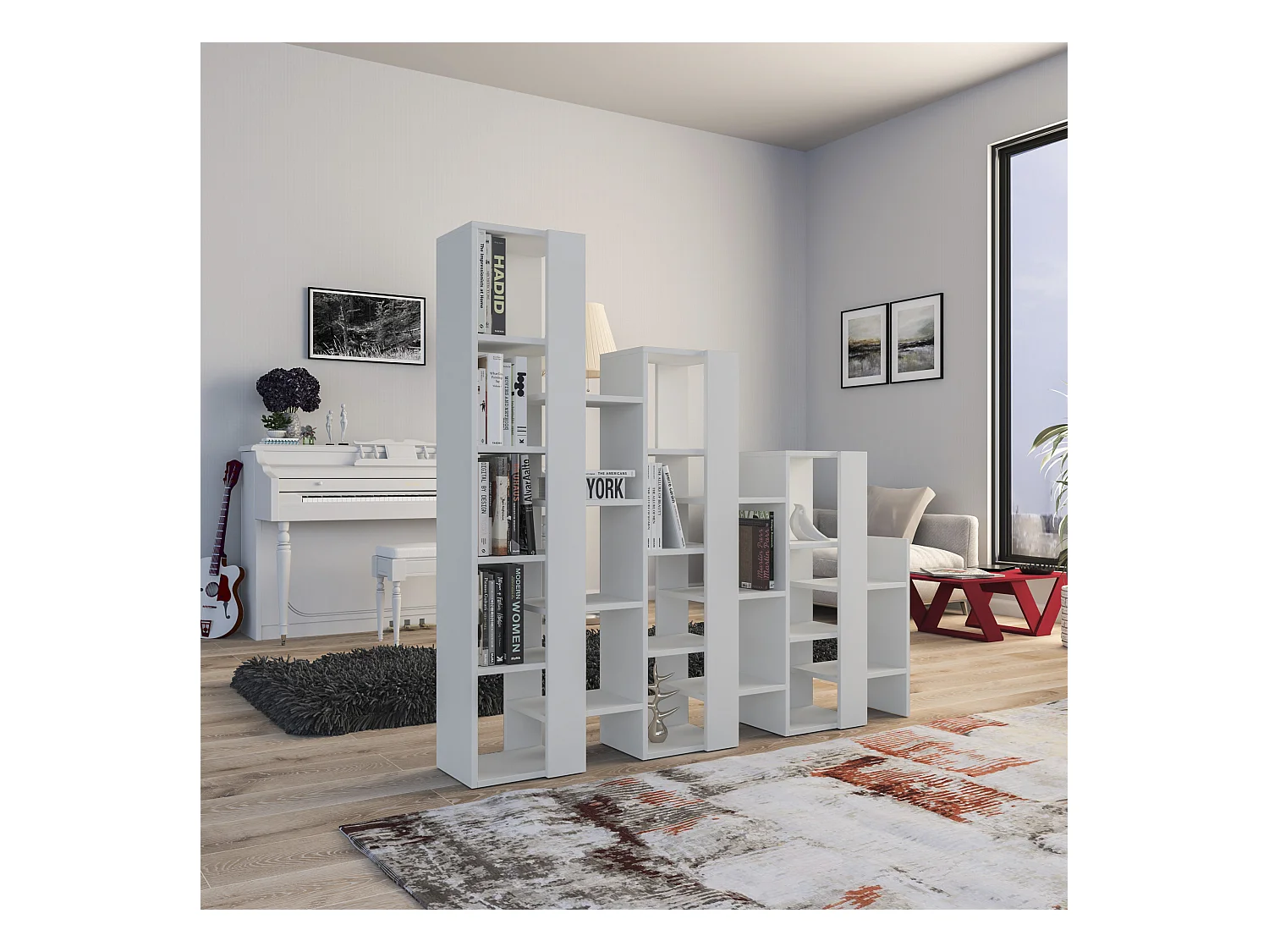 Bücherregal LIFT Separator - Weiß - 163,5 x 29 x 151 cm